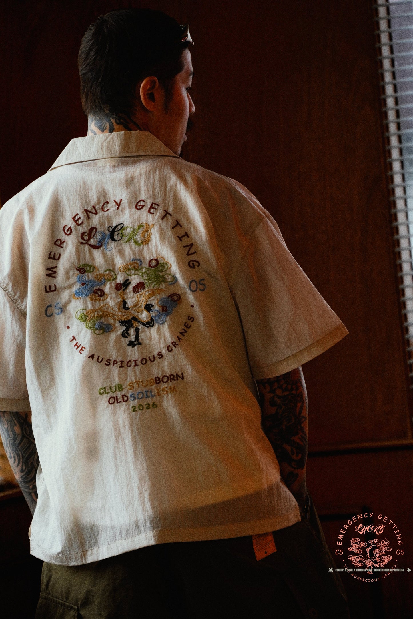 CLUB STUBBORN X OLDSOILISM SOUVENIR SHIRT/ SAND CRANES