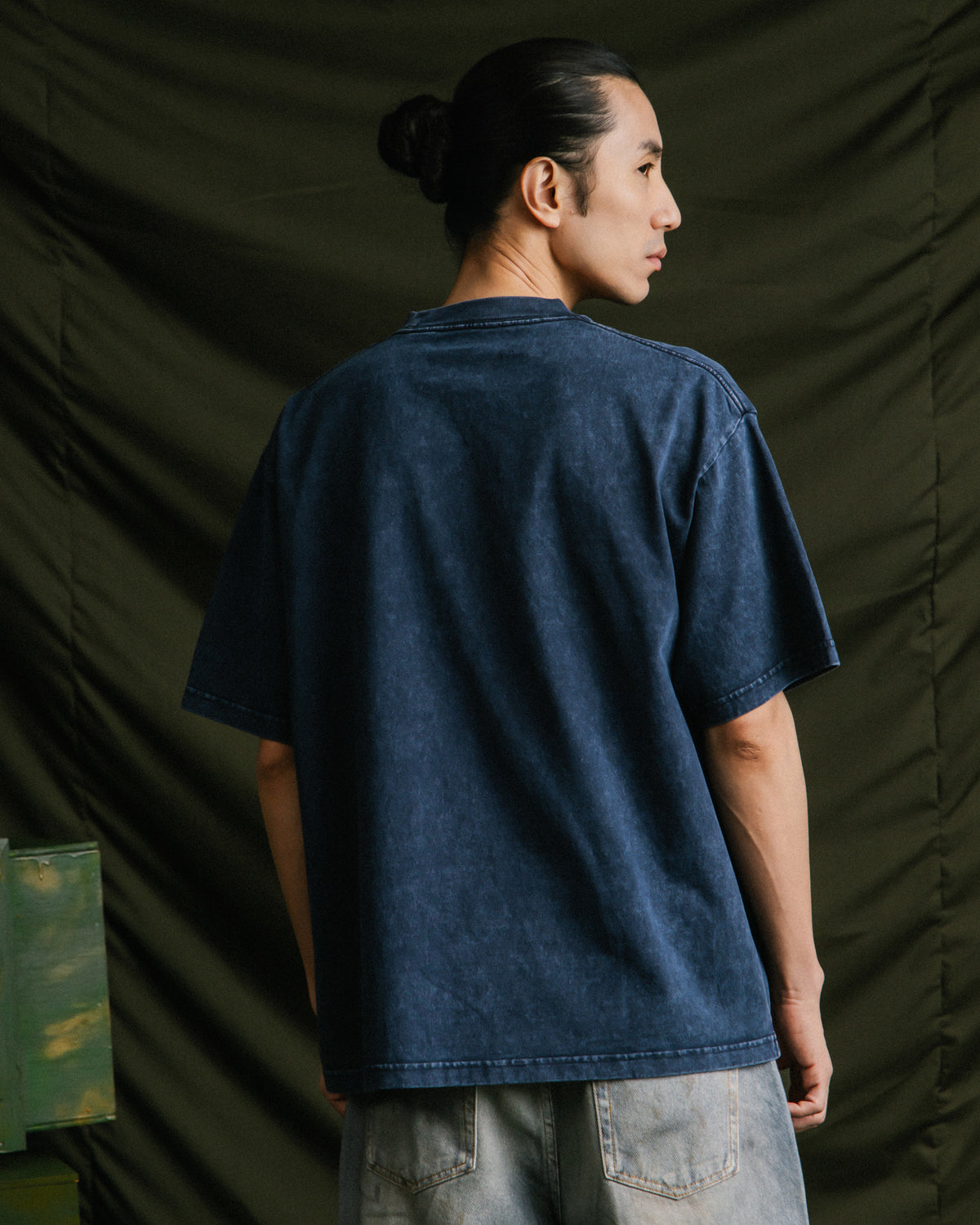 GROCERY VINTAGE COLLEGE LOGO WASHED BOXY TEE/ NAVY