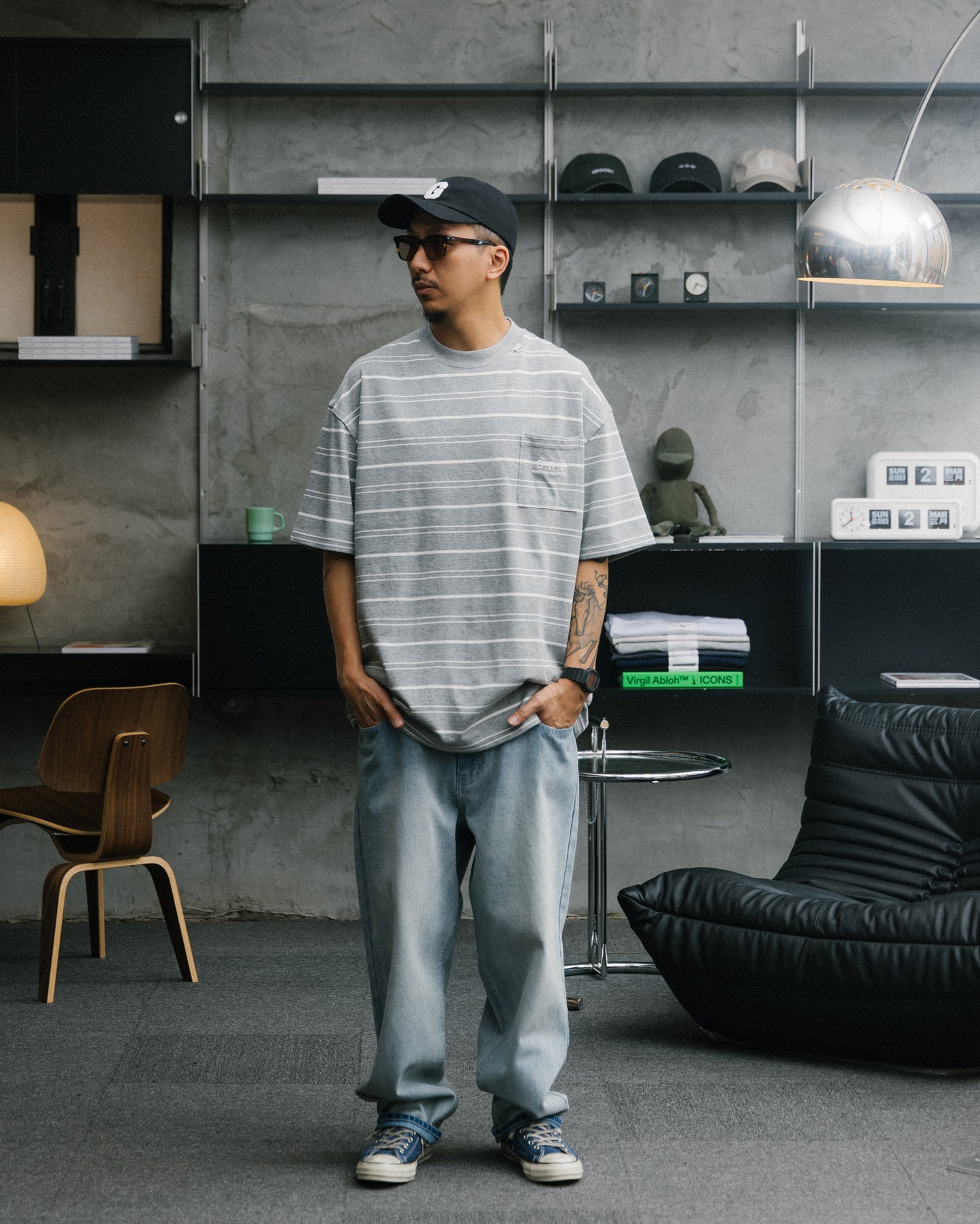 GROCERY BAGGY WASHED DENIM JEANS/ LIGHT BLUE