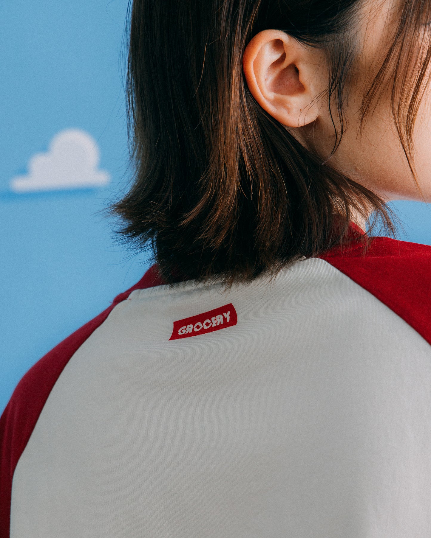 GROCERY | TARMAC | TOY STORY PIZZA PLANET HAND DRAWN RAGLAN TEE/ RED & IVORY