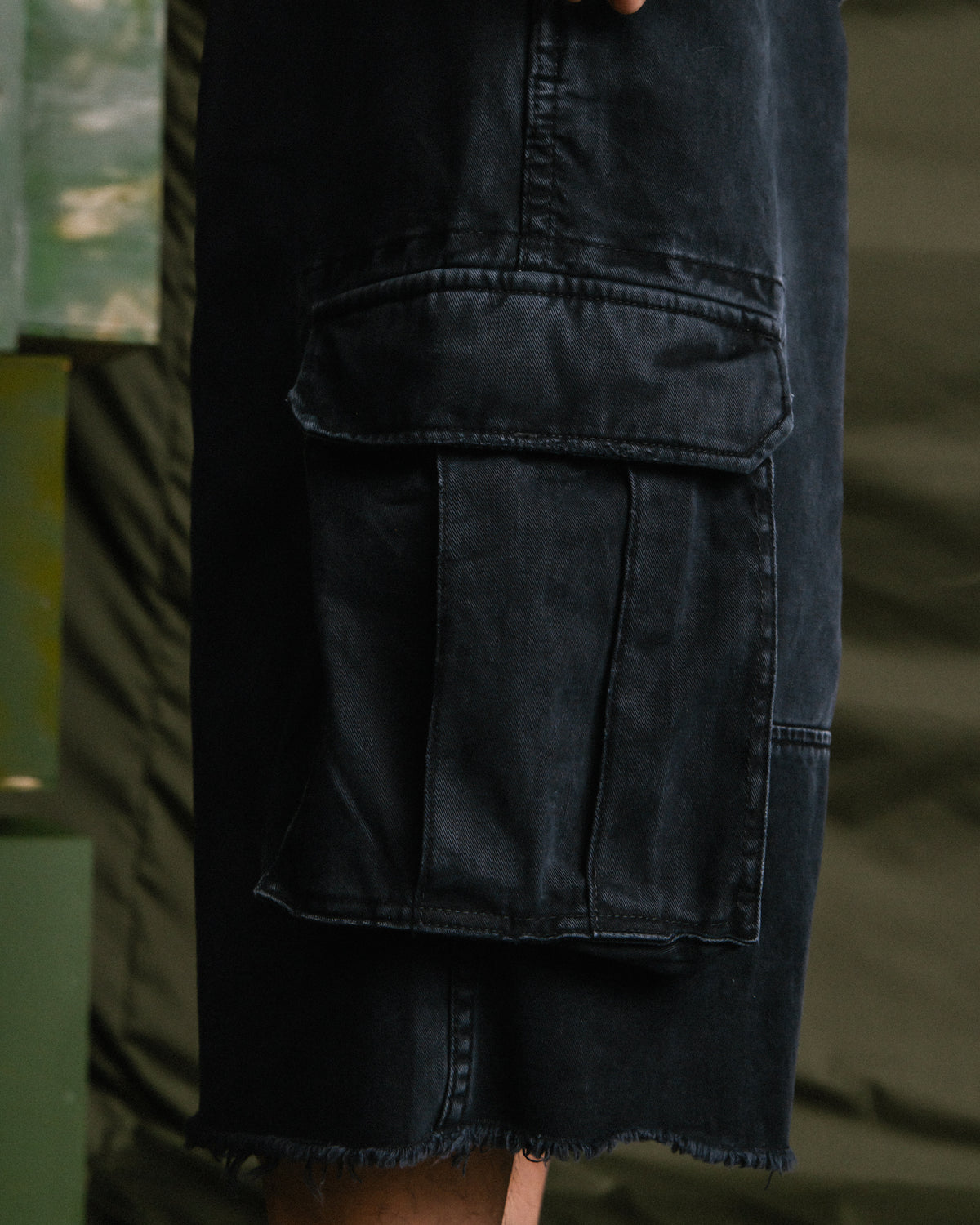 GROCERY BAGGY CARGO SHORTS/ BLACK