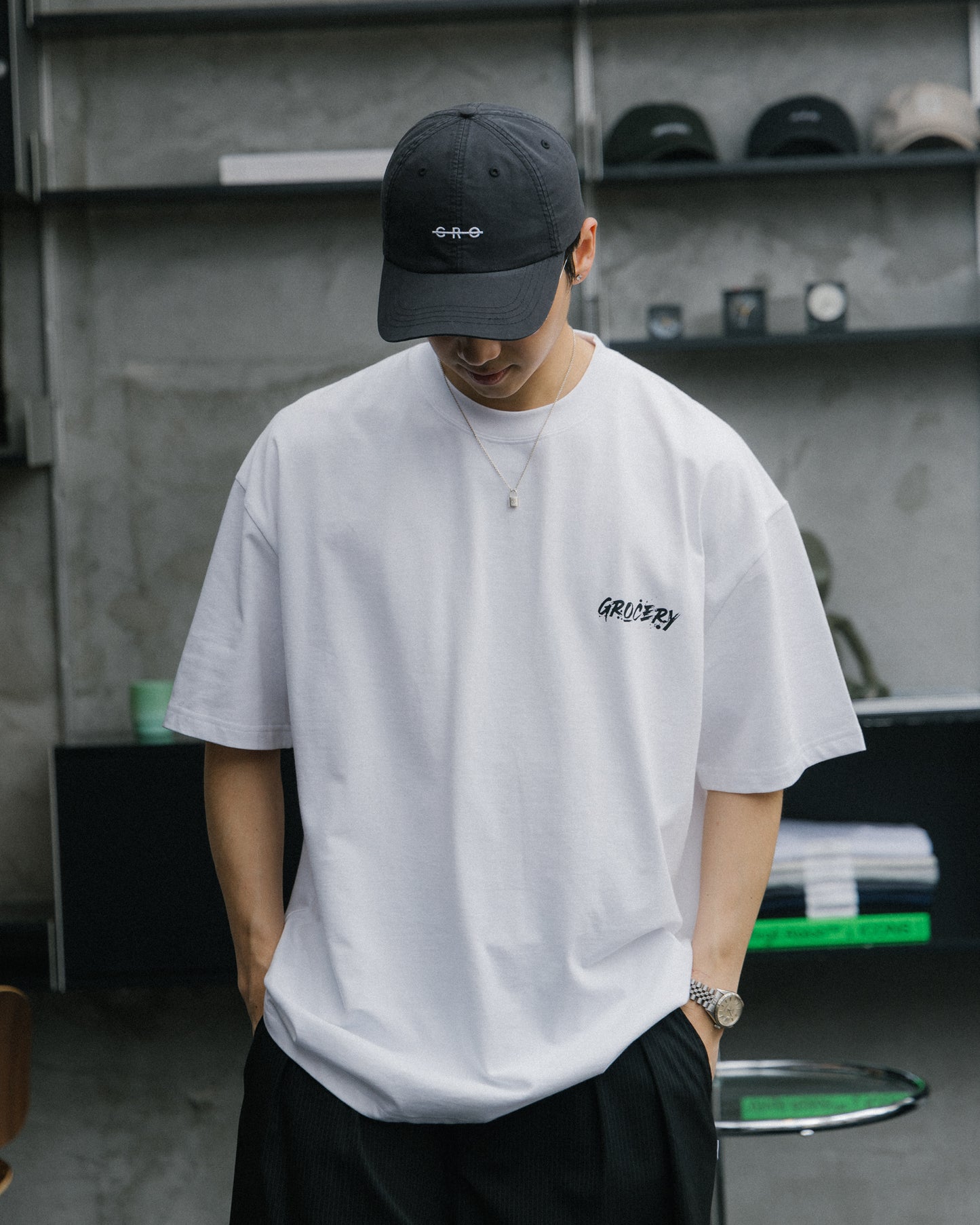 GROCERY CHINESE CALLIGRAPHY INVOICE TEE/ WHITE