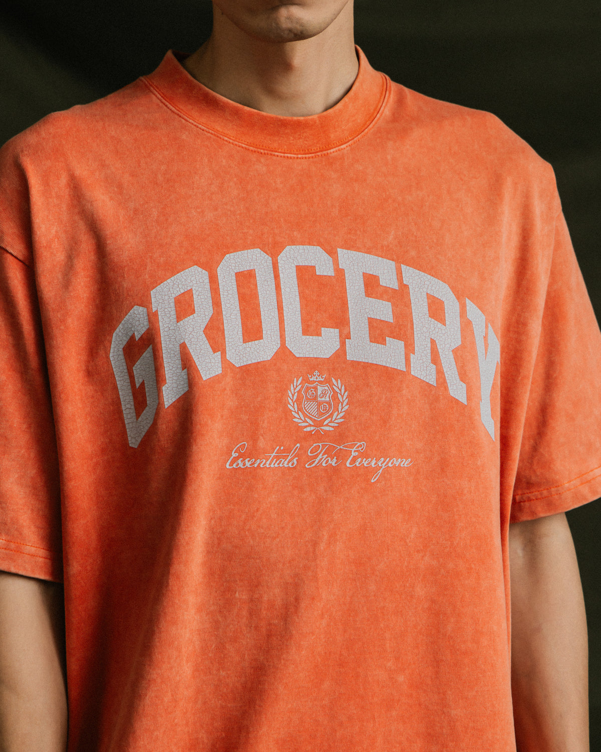 GROCERY VINTAGE COLLEGE LOGO WASHED BOXY TEE/ ORANGE
