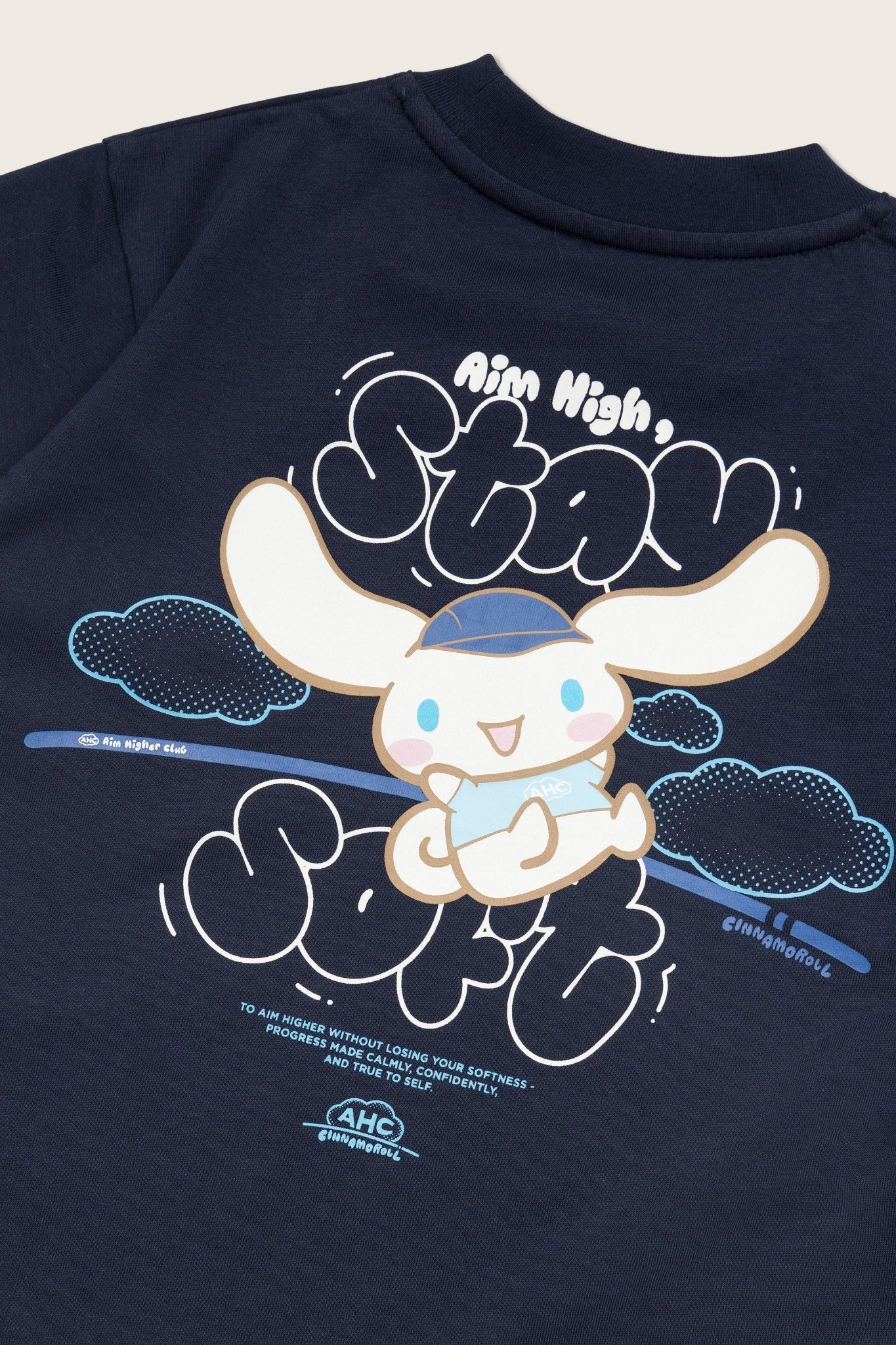 Aim Higher Club ♥ Cinnamoroll Kids Aim High Stay Soft Unisex Tee/ Navy - GROGROCERY