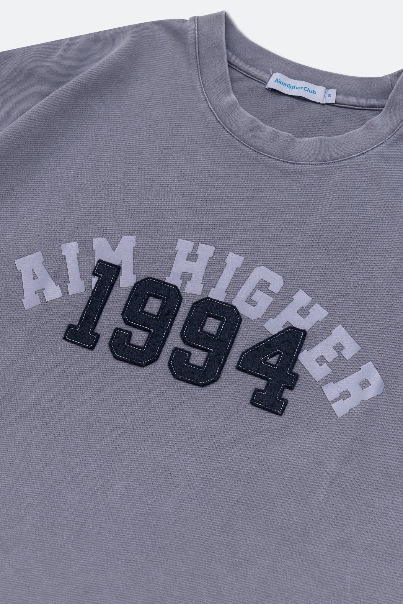 Aim Higher Club College Emblem Unisex Tee / Wash Light Charcoal - GROGROCERY