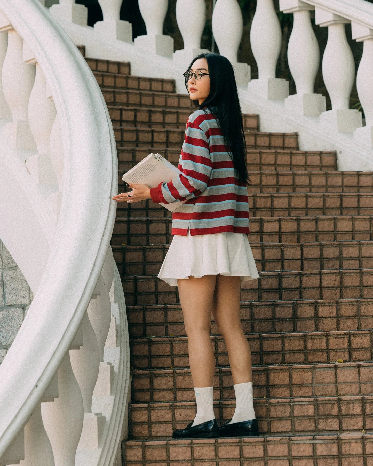 Aim Higher Club Faculty of Sports Emblem Cropped Stripe Poloshirt/ Grey - burgundy - GROGROCERY