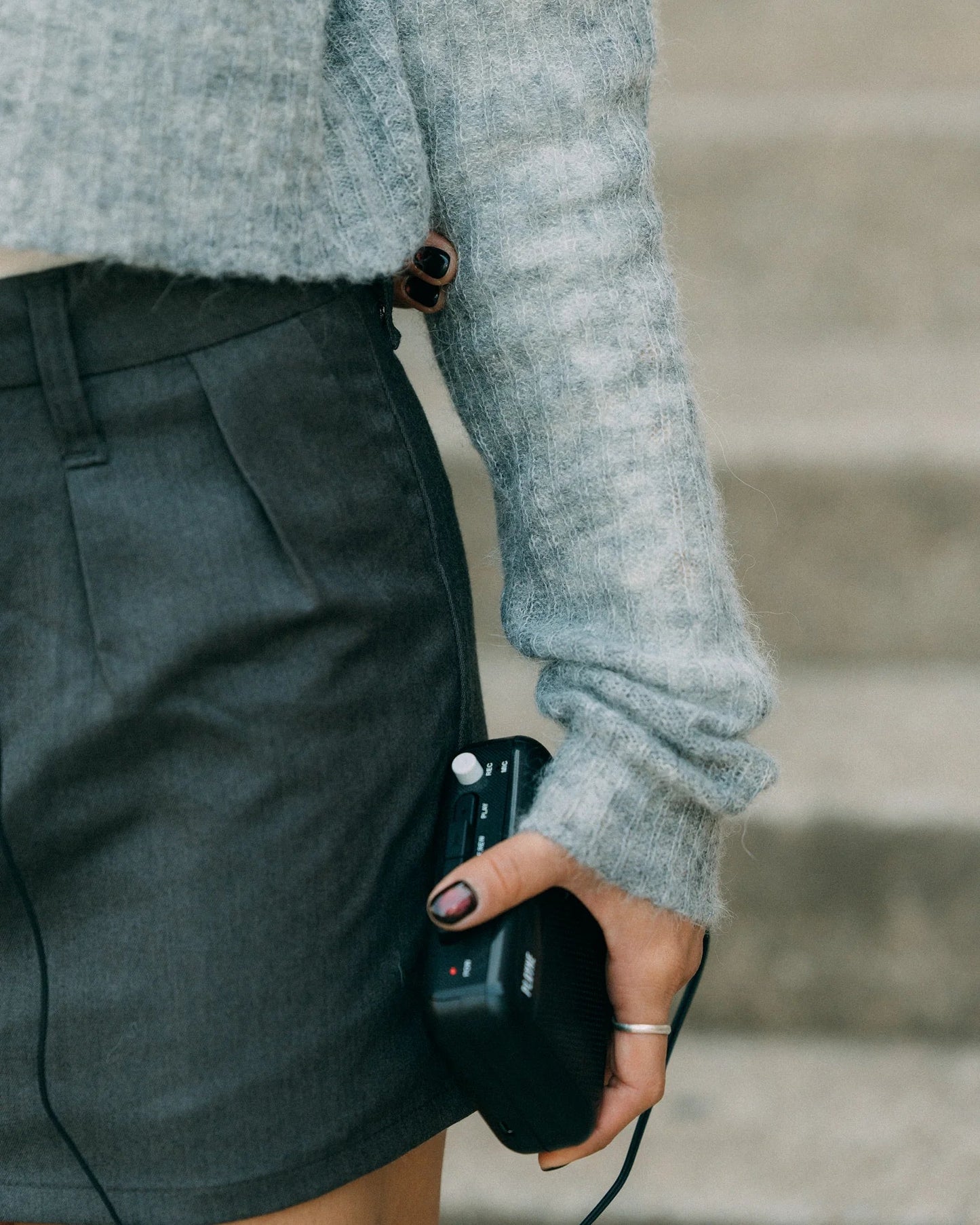 Aim Higher Club Faculty of Sports Knit Crewneck Cropped Cardigan/ Grey - GROGROCERY