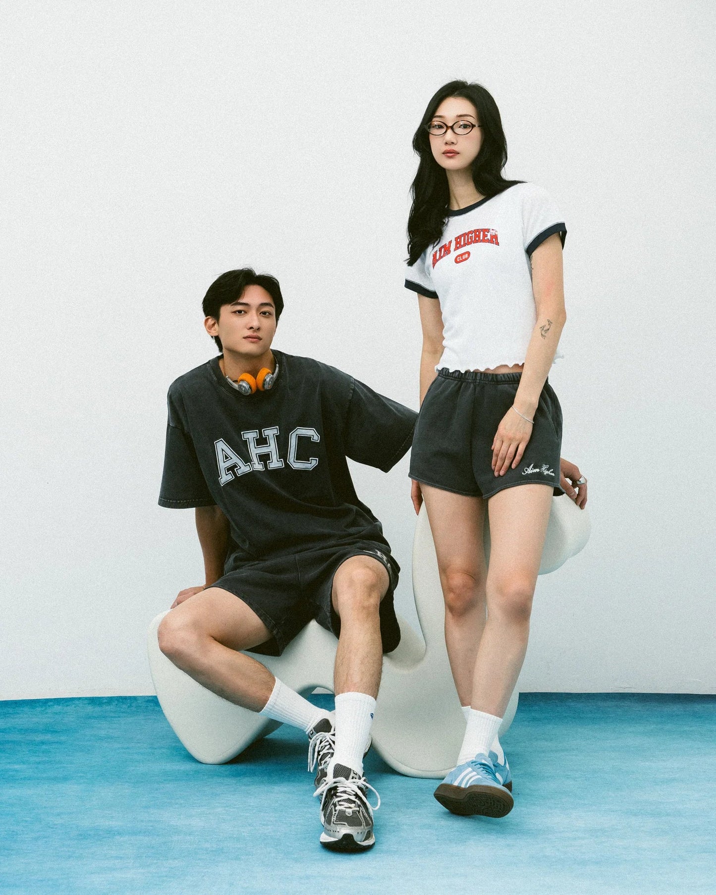 Aim Higher Club Sweat Shorts For Her/ Washed Charcoal - GROGROCERY