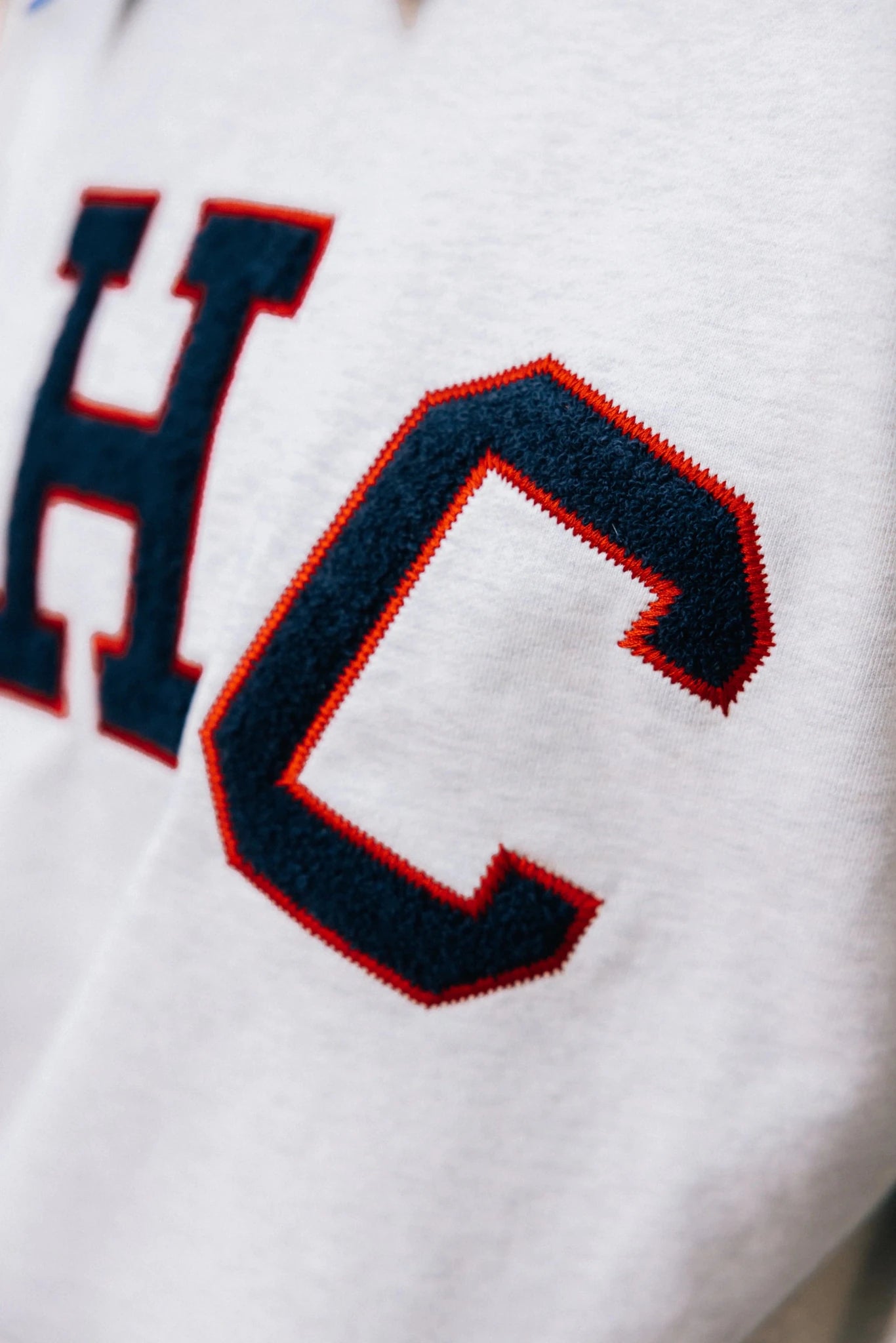 Aim Higher Club Terry Patch College Crewneck Sweatshirt/ Oat - Navy - Red - GROGROCERY