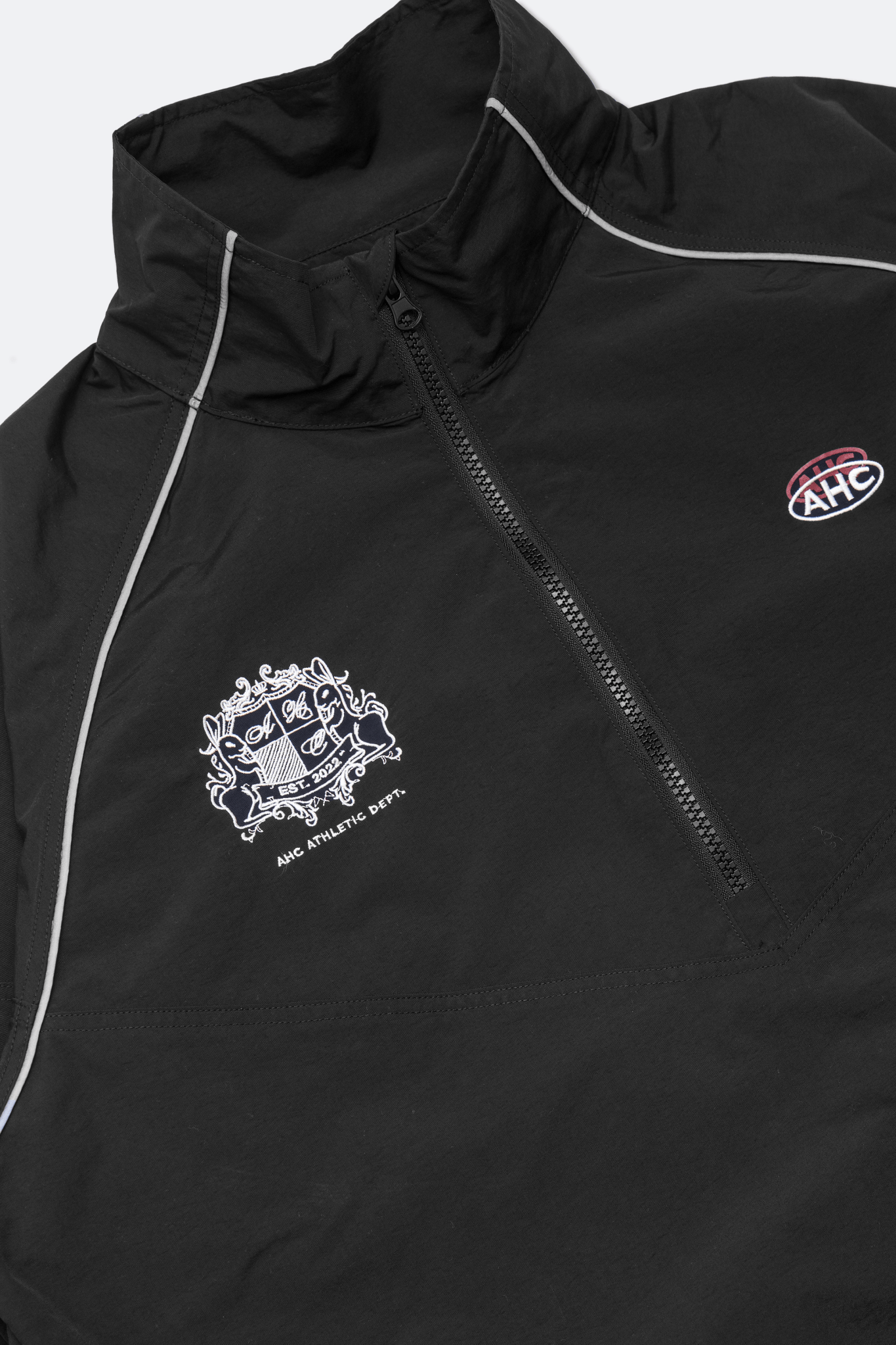 Aim Higher Club Unisex College Emblem Reflective Half Zip Windbreaker/ Black - GROGROCERY