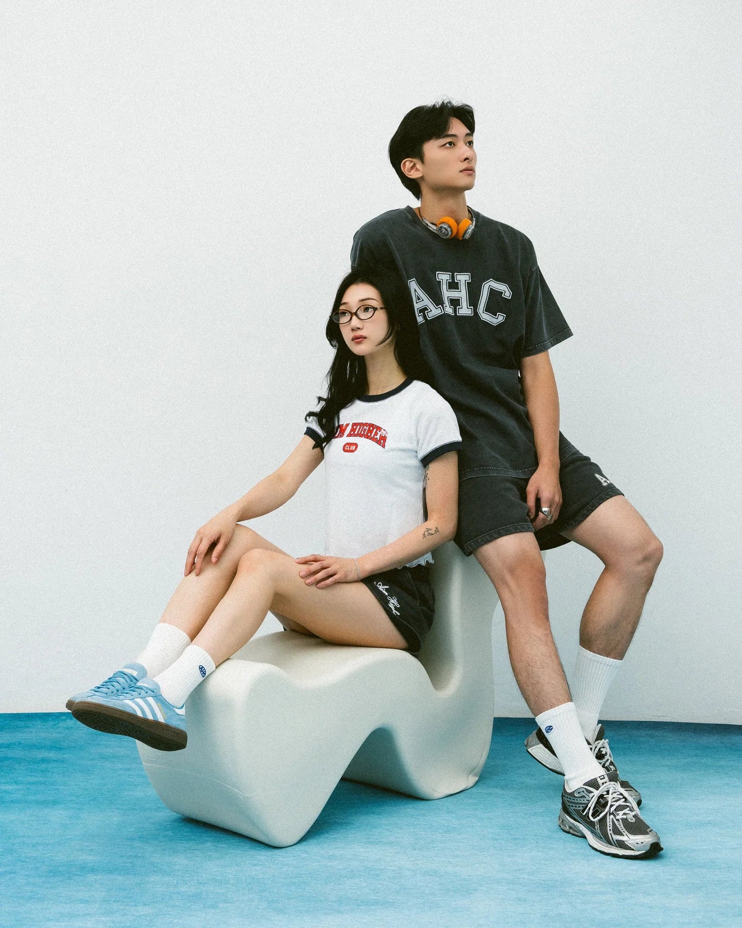 Aim Higher Club Unisex College Tee/ Washed Charcoal - GROGROCERY