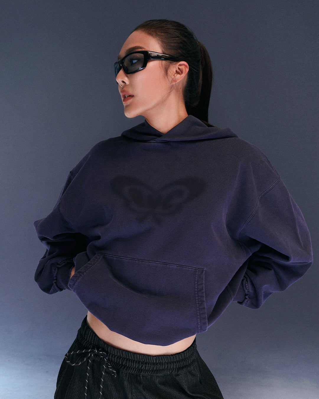 Aim Higher Club X Spellman Chrome Logo Hoodie/ Washed Moonlit Blue - GROGROCERY