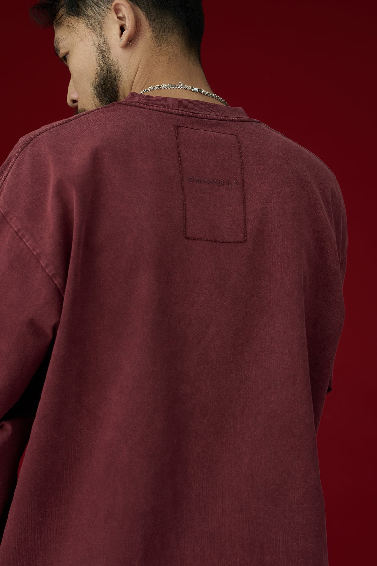 GROCERY BASIC WASHED LONG TOP/ BURGUNDY