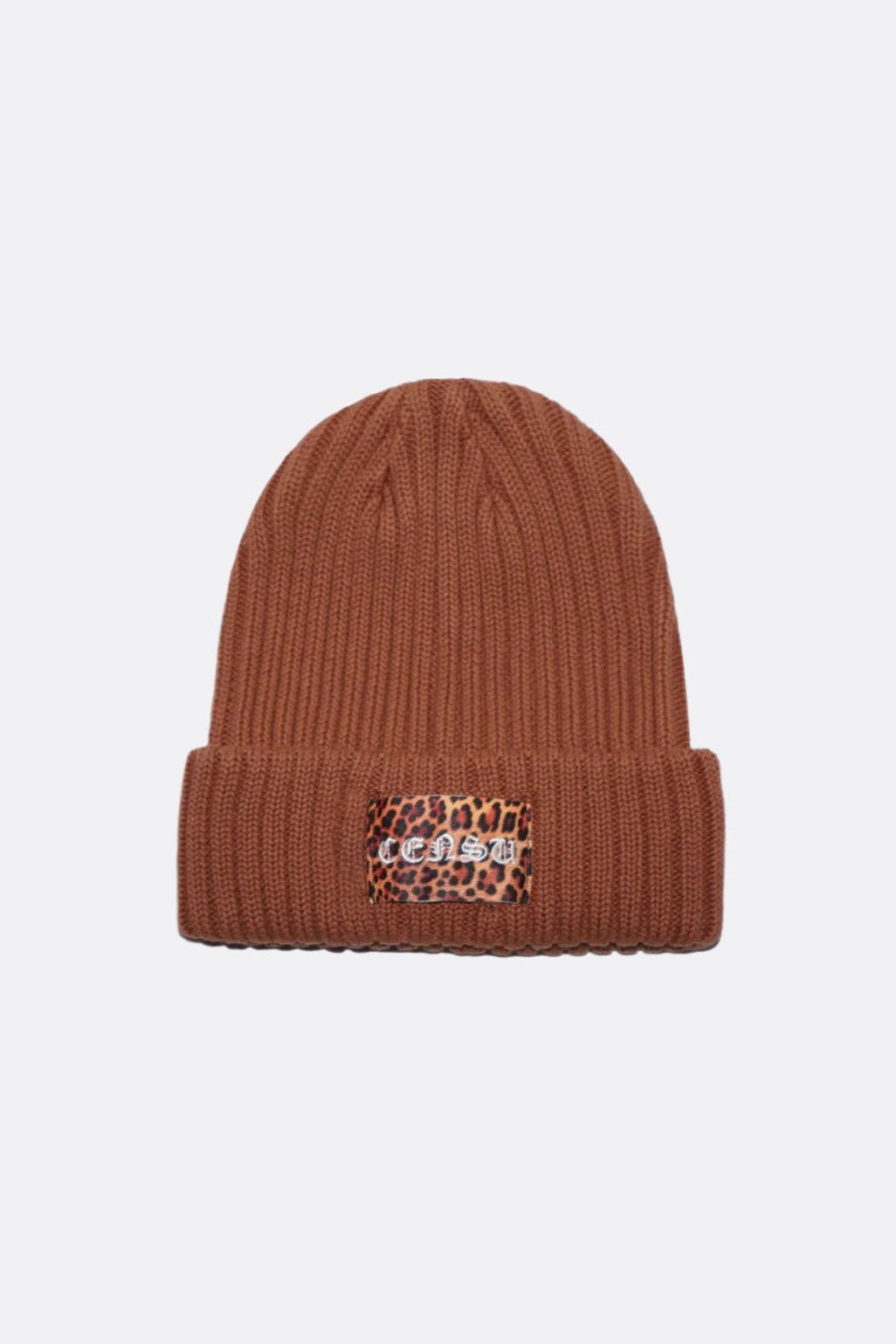 CENSU x Yone Mart KNIT LONG BODY DARK BROWN BEANIE/ LEOPARD PRINT - GROGROCERY