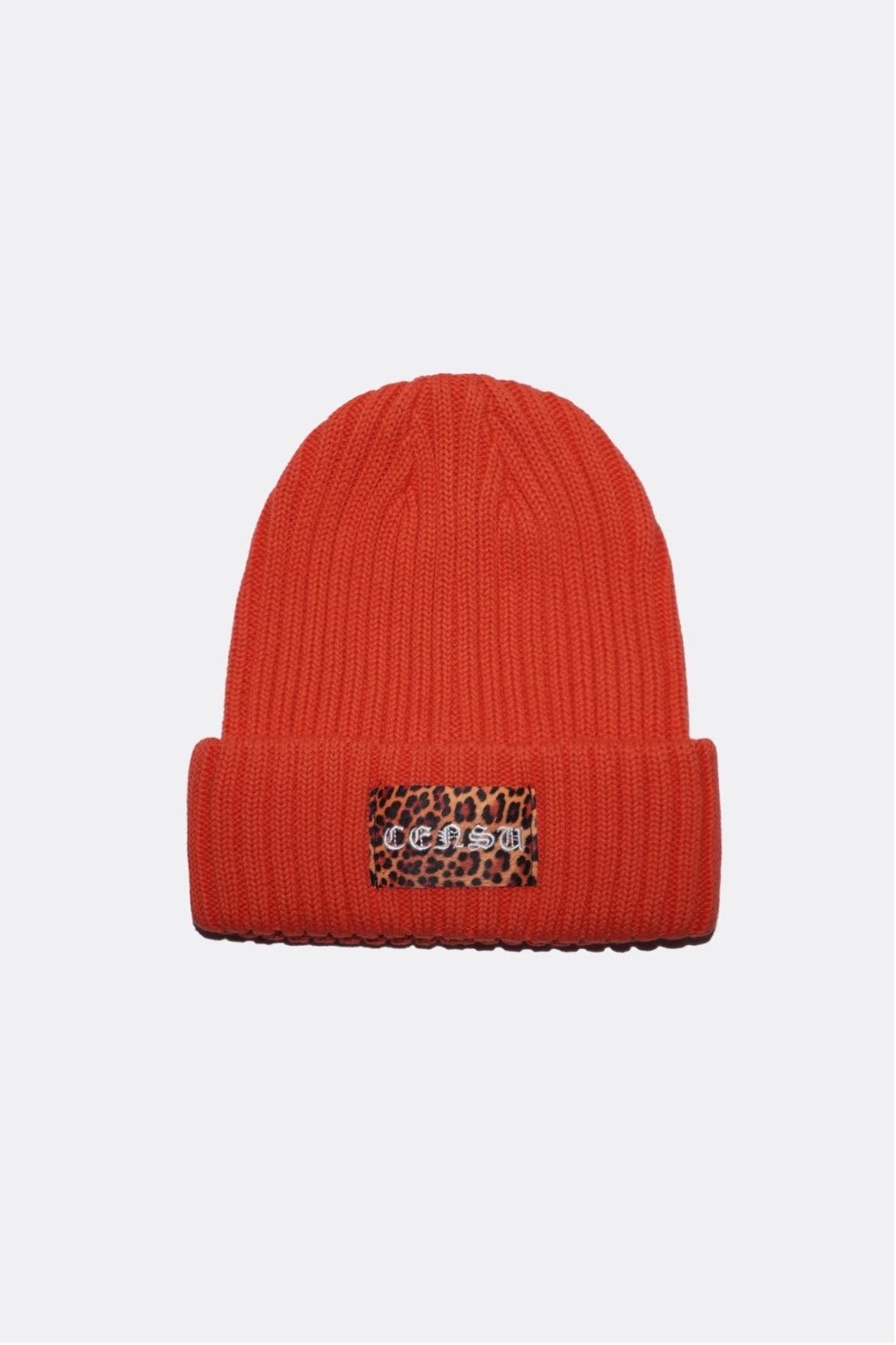 CENSU x Yone Mart KNIT LONG BODY ORANGE BEANIE/ LEOPARD PRINT - GROGROCERY