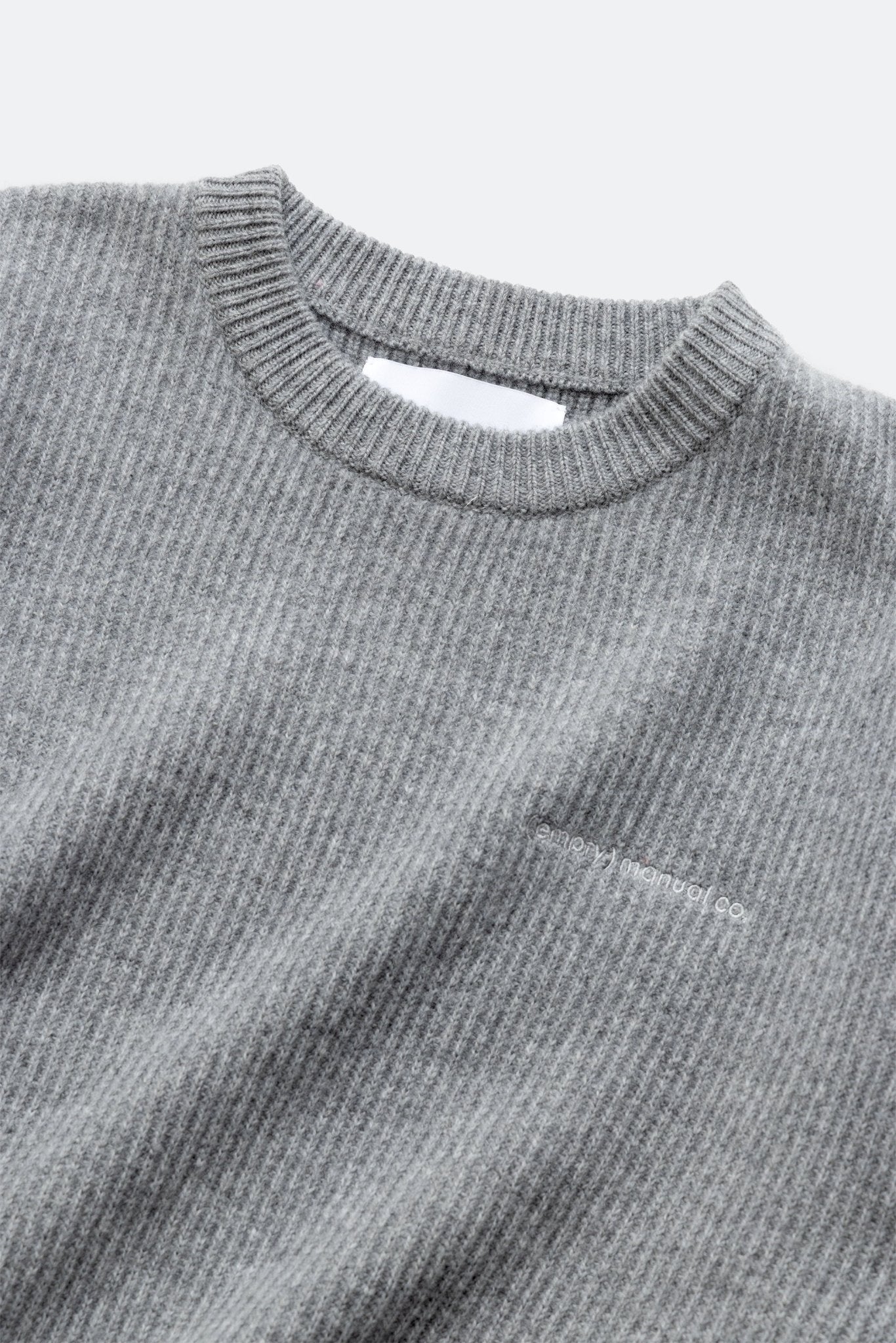 (empty) manual co. darning elbow wool pullover/ marl grey - GROGROCERY