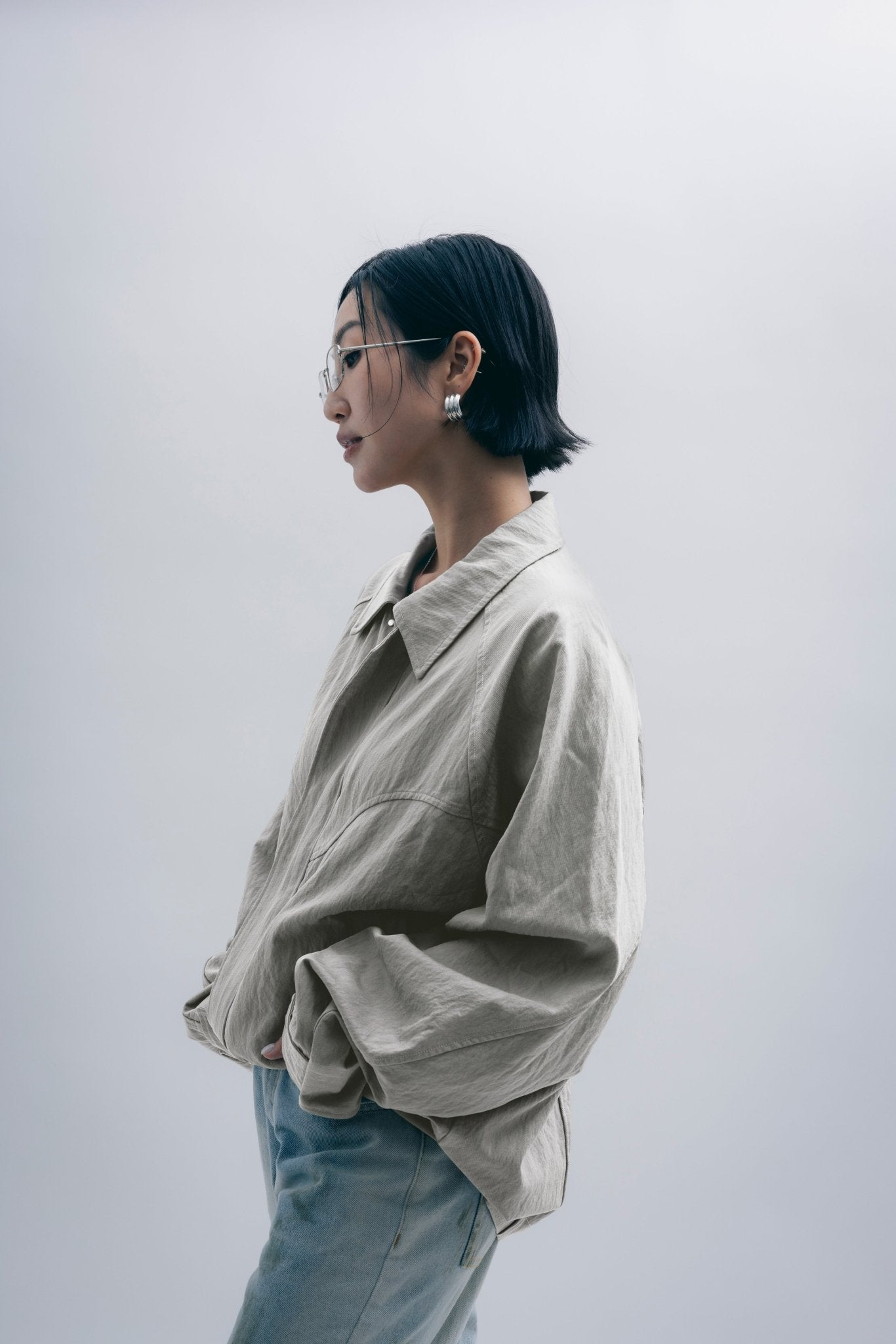 (empty) manual co. panelled blouson jacket/ light beige - GROGROCERY