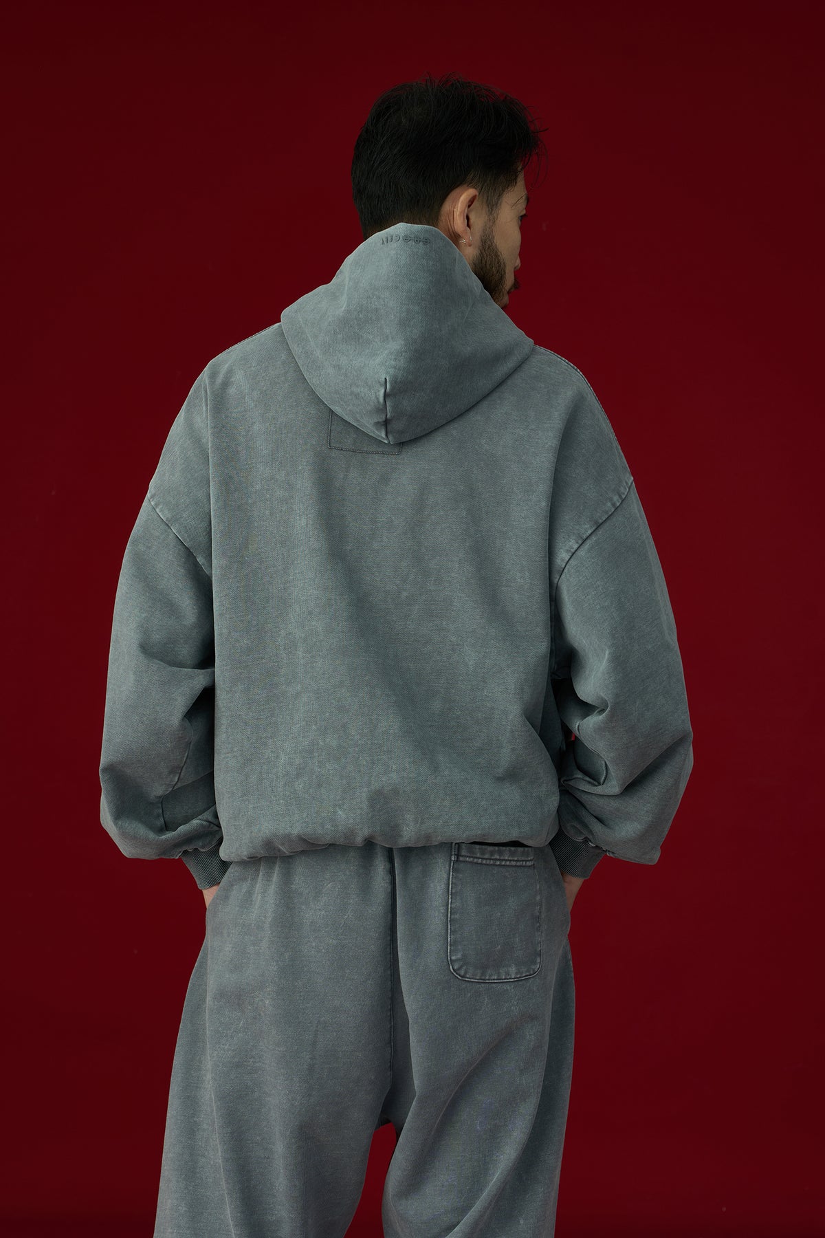 GROCERY BASIC WASHED ZIP UP HOODIE/ GREY