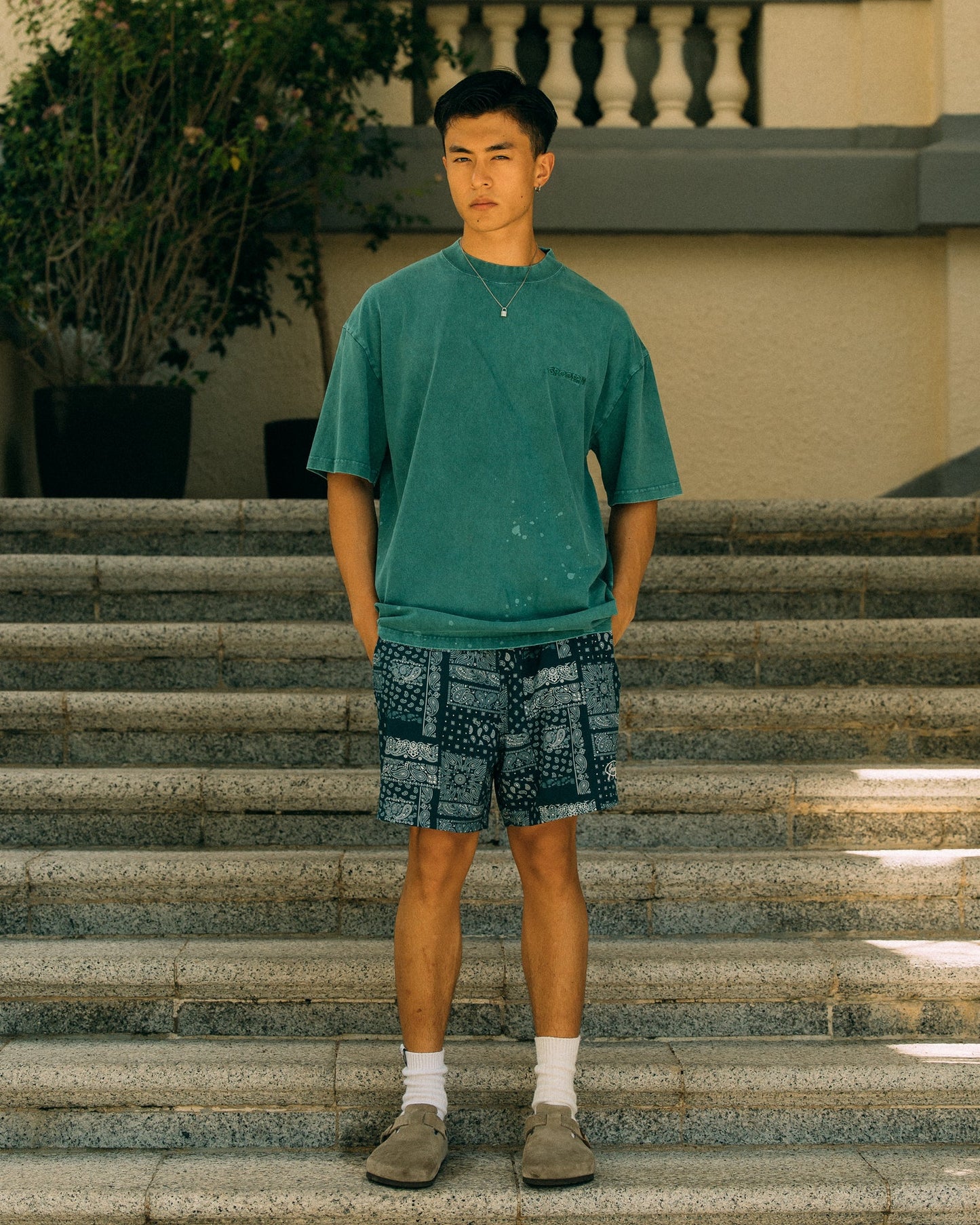GROCERY BANDANA NYLON SHORTS/ GREEN - GROGROCERY