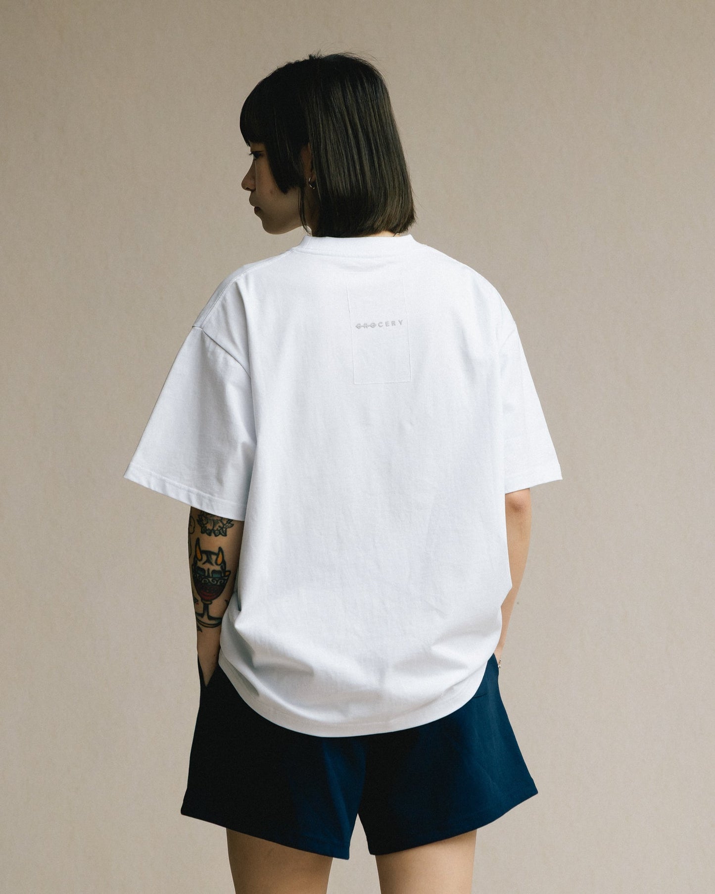 GROCERY BASIC BOXY TEE/ WHITE - GROGROCERY