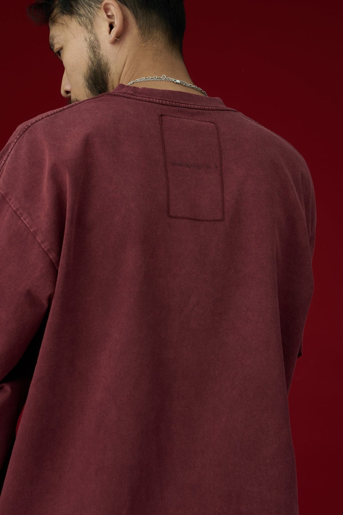 GROCERY BASIC WASHED LONG TOP/ BURGUNDY - GROGROCERY