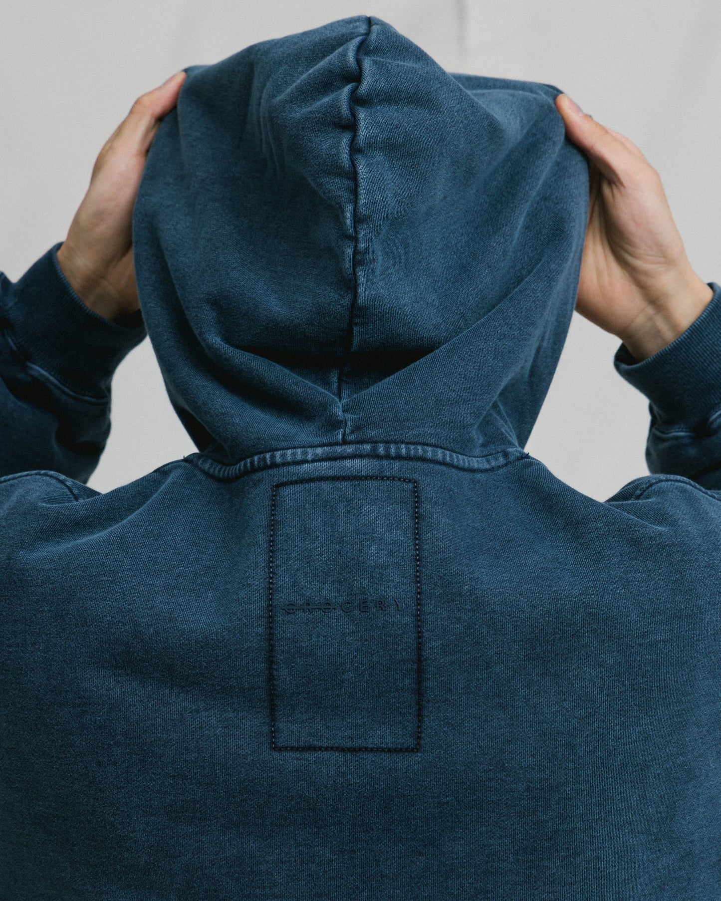 GROCERY BASIC WASHED ZIP UP HOODIE/ NAVY - GROGROCERY