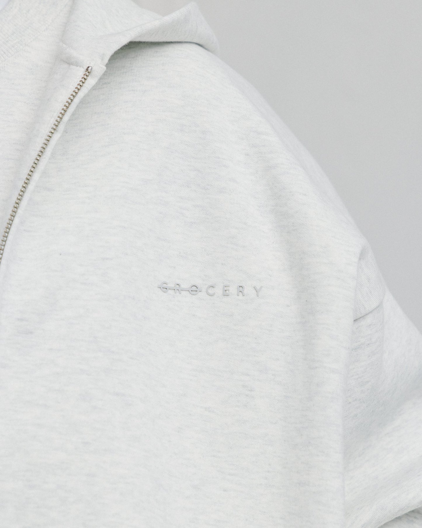 GROCERY BASIC ZIP UP HOODIE/ HEATHER GREY - GROGROCERY
