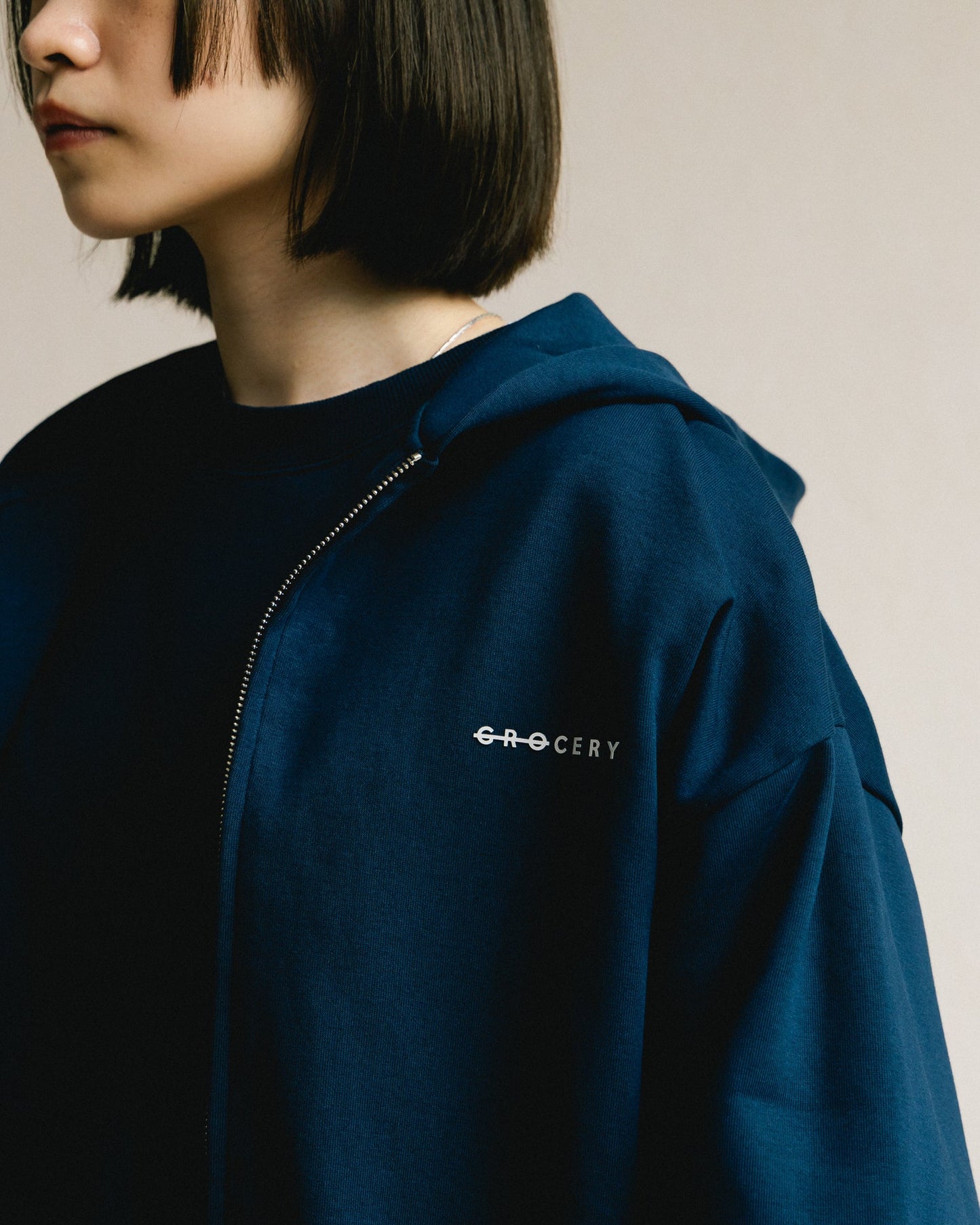 GROCERY BASIC ZIP UP HOODIE/ NAVY - GROGROCERY