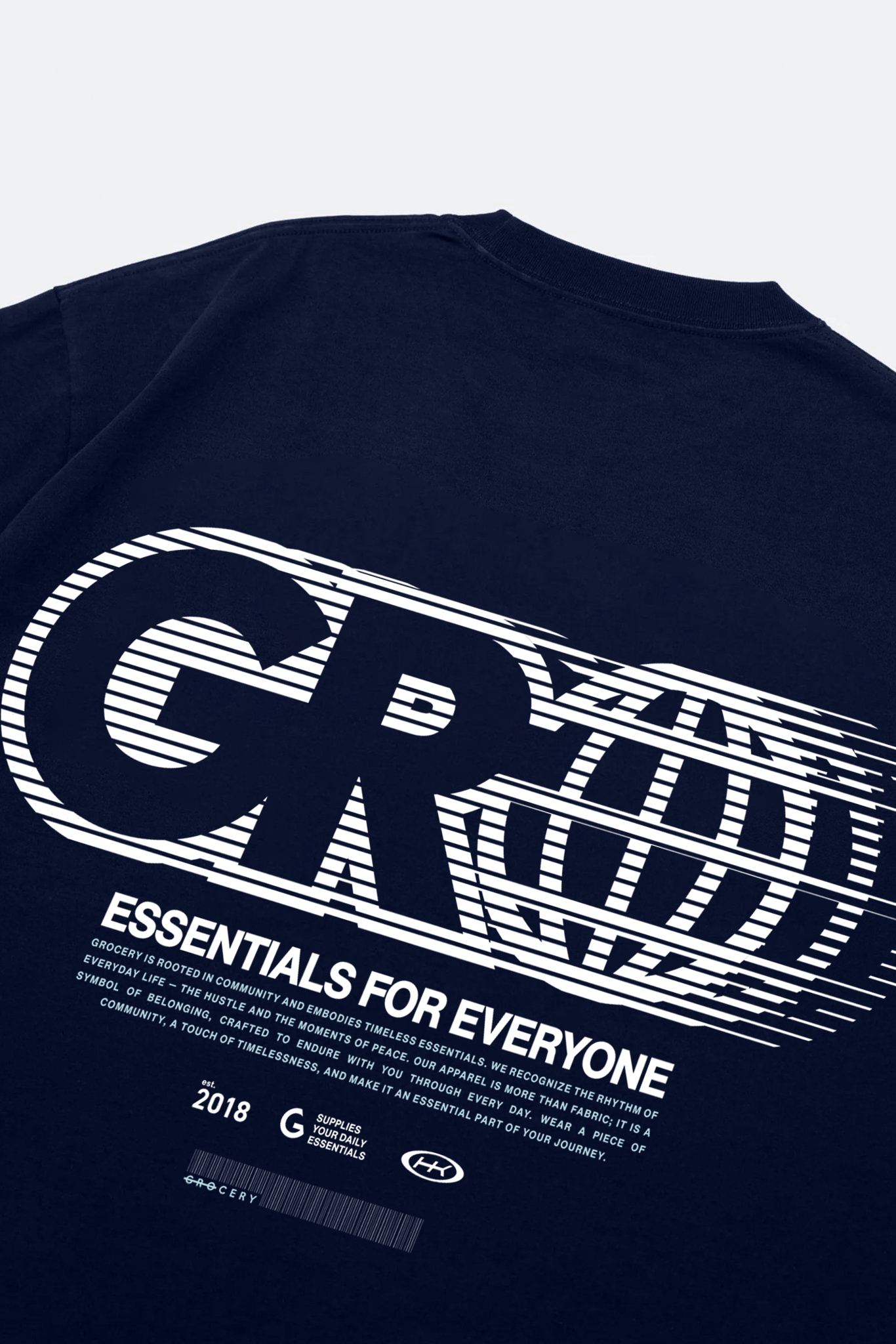GROCERY DAILY ESSENTIALS LOGO TEE/ NAVY - GROGROCERY