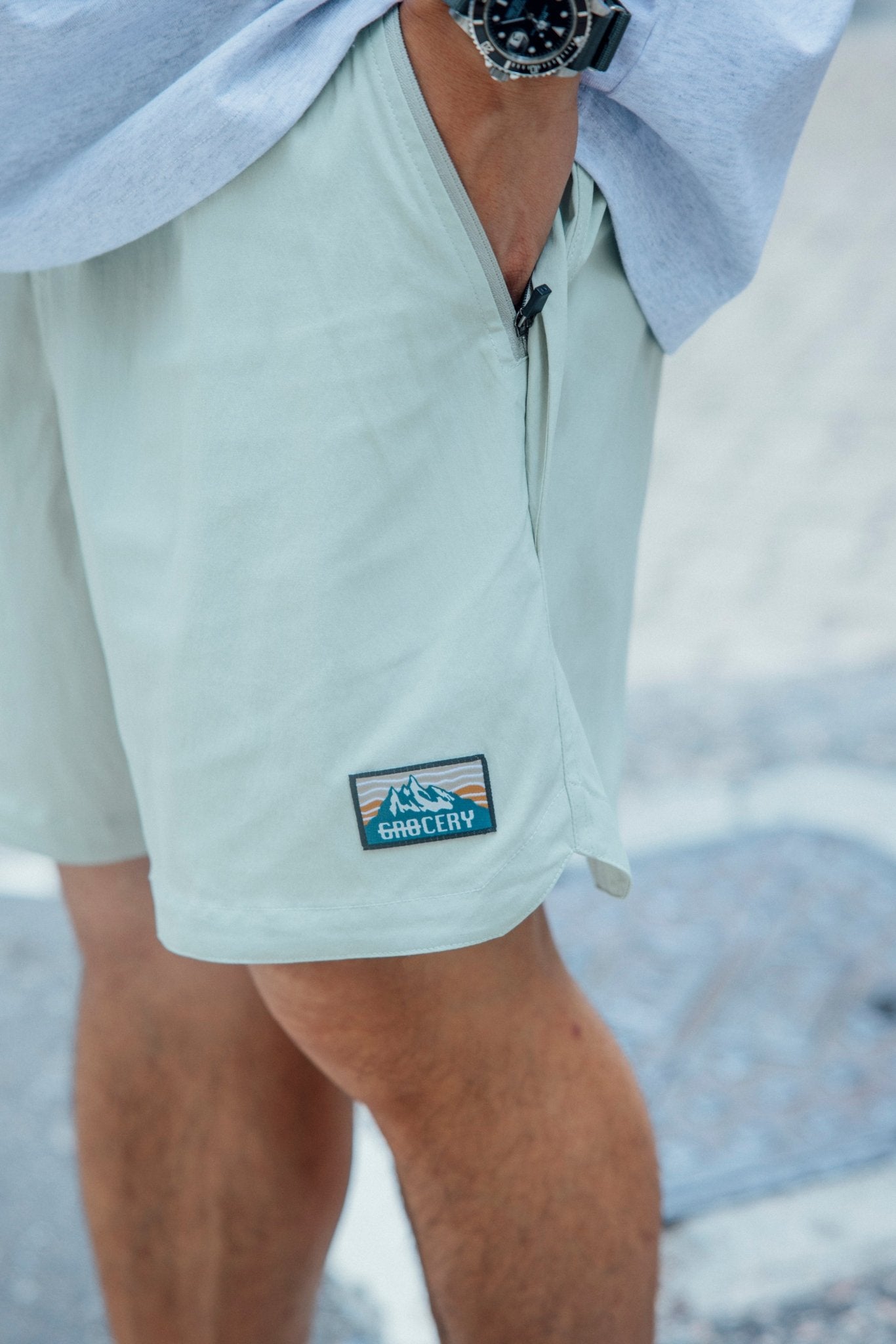 GROCERY DAILY NYLON SHORTS/ MINT GREEN - GROGROCERY