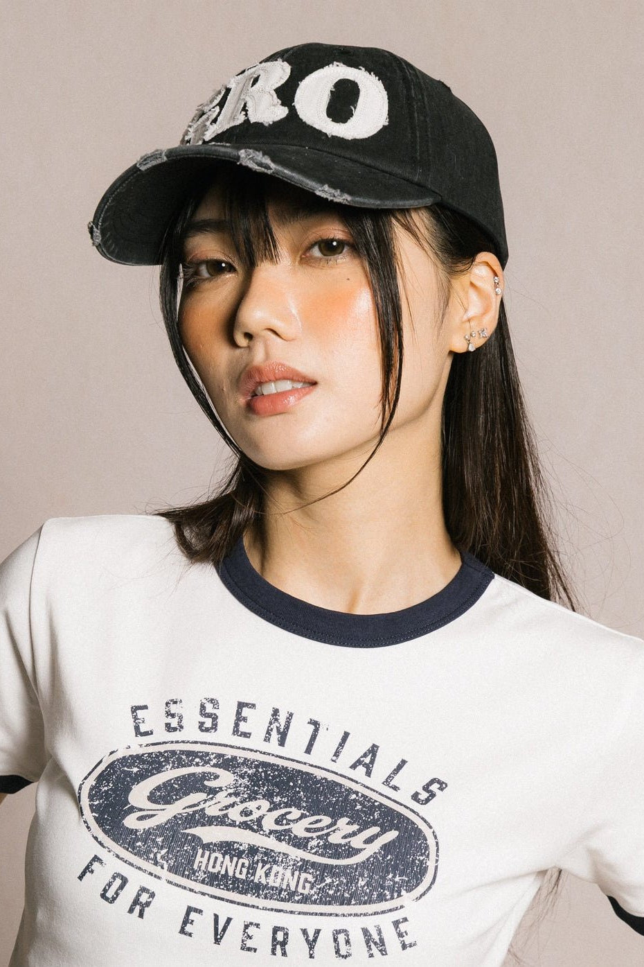 GROCERY DISTRESSED LOGO WASHED CAP/ BLACK - GROGROCERY