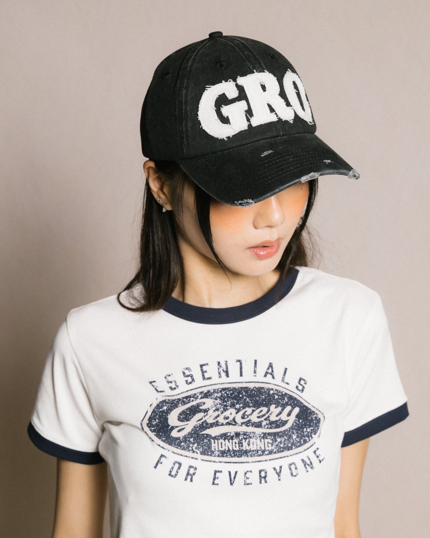 GROCERY DISTRESSED LOGO WASHED CAP/ BLACK - GROGROCERY