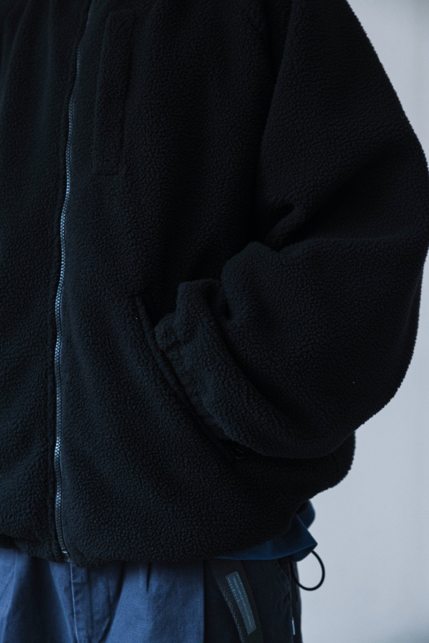 GROCERY GRID PATTERN REVERSIBLE FLEECE PADDED JACKET/ BLACK - GROGROCERY