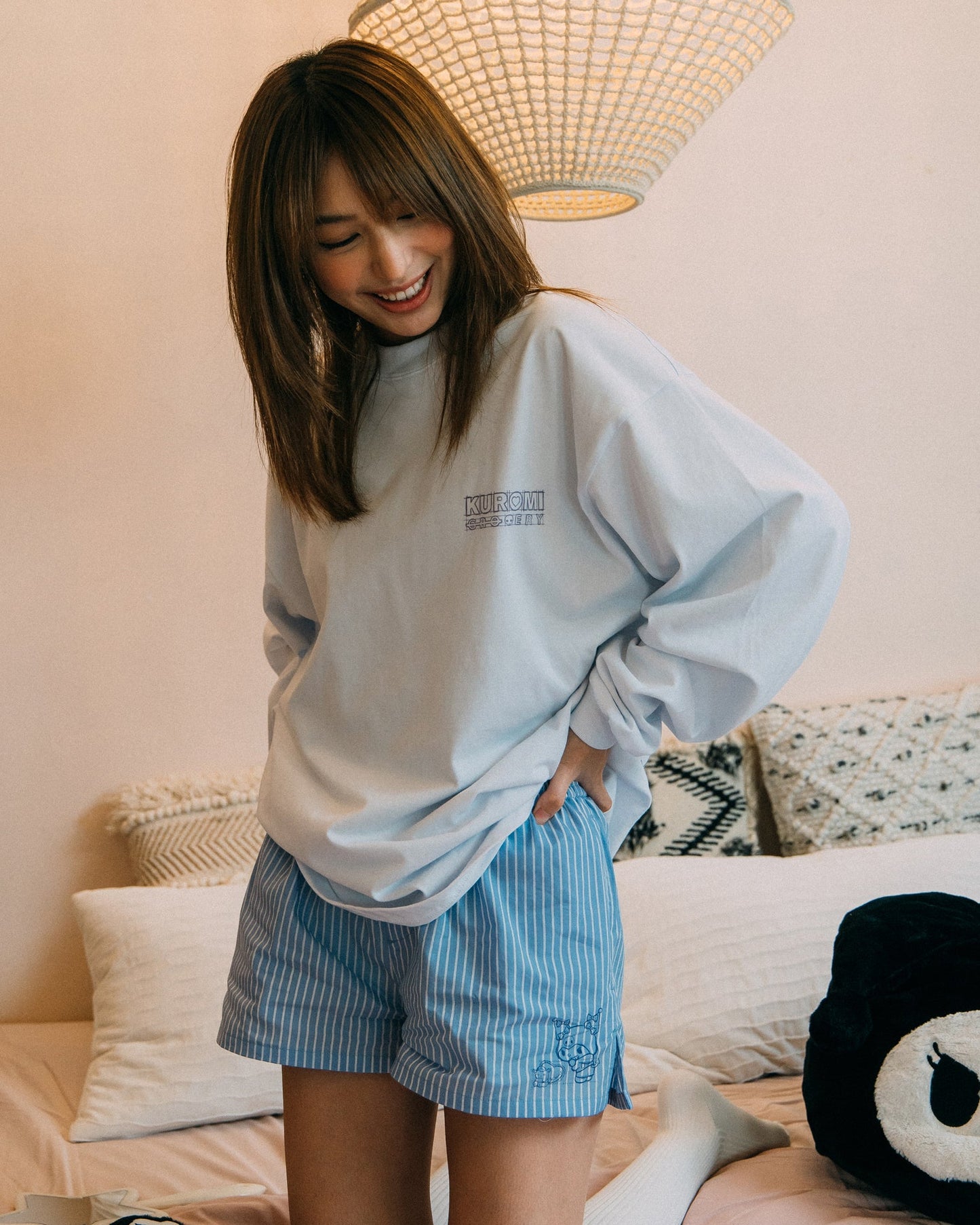 GROCERY | KUROMI STRIPE BOXER SHORTS/ BLUE - GROGROCERY