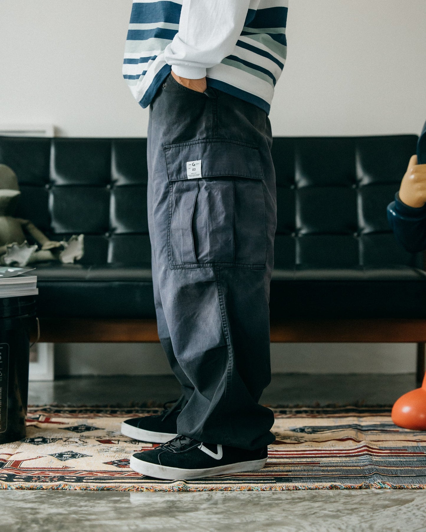 GROCERY PT-010 WASHED WIDE CARGO/ FADED BLACK - GROGROCERY