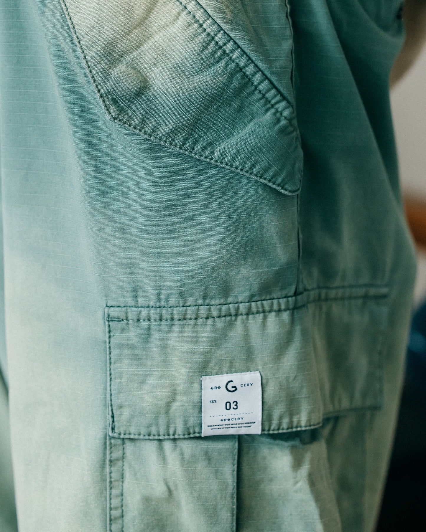 GROCERY PT-010 WASHED WIDE CARGO/ FADED GREEN - GROGROCERY