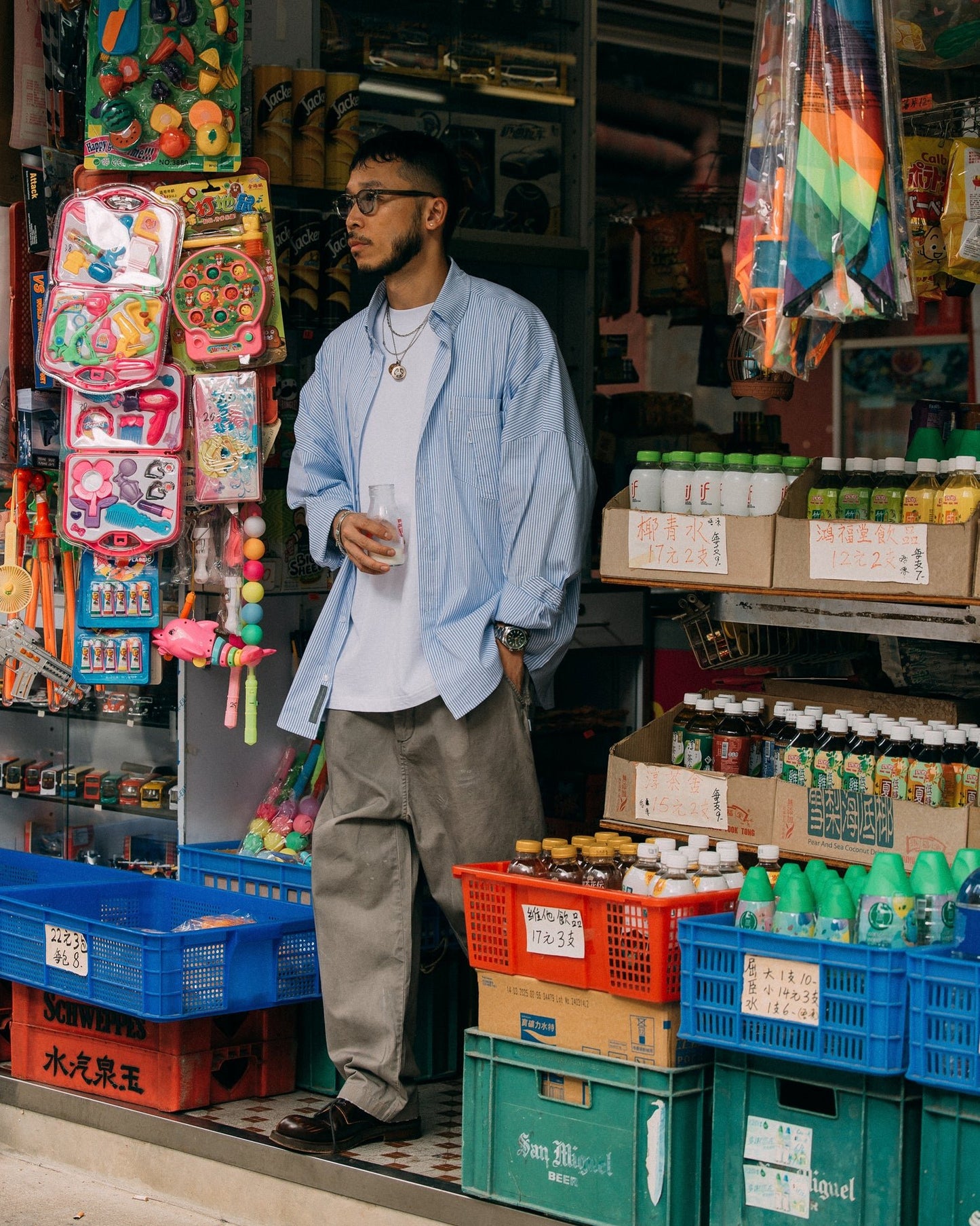 GROCERY PT - 012 PAINTED DIRTY WASHED WIDE CHINO/ FOSSIL GREY - GROGROCERY