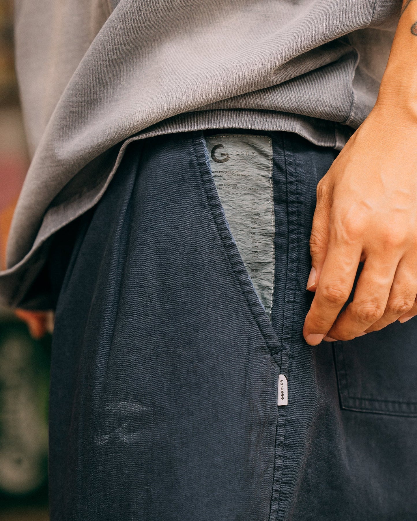 GROCERY PT - 012 PAINTED DIRTY WASHED WIDE CHINO/ MIDNIGHT BLUE - GROGROCERY