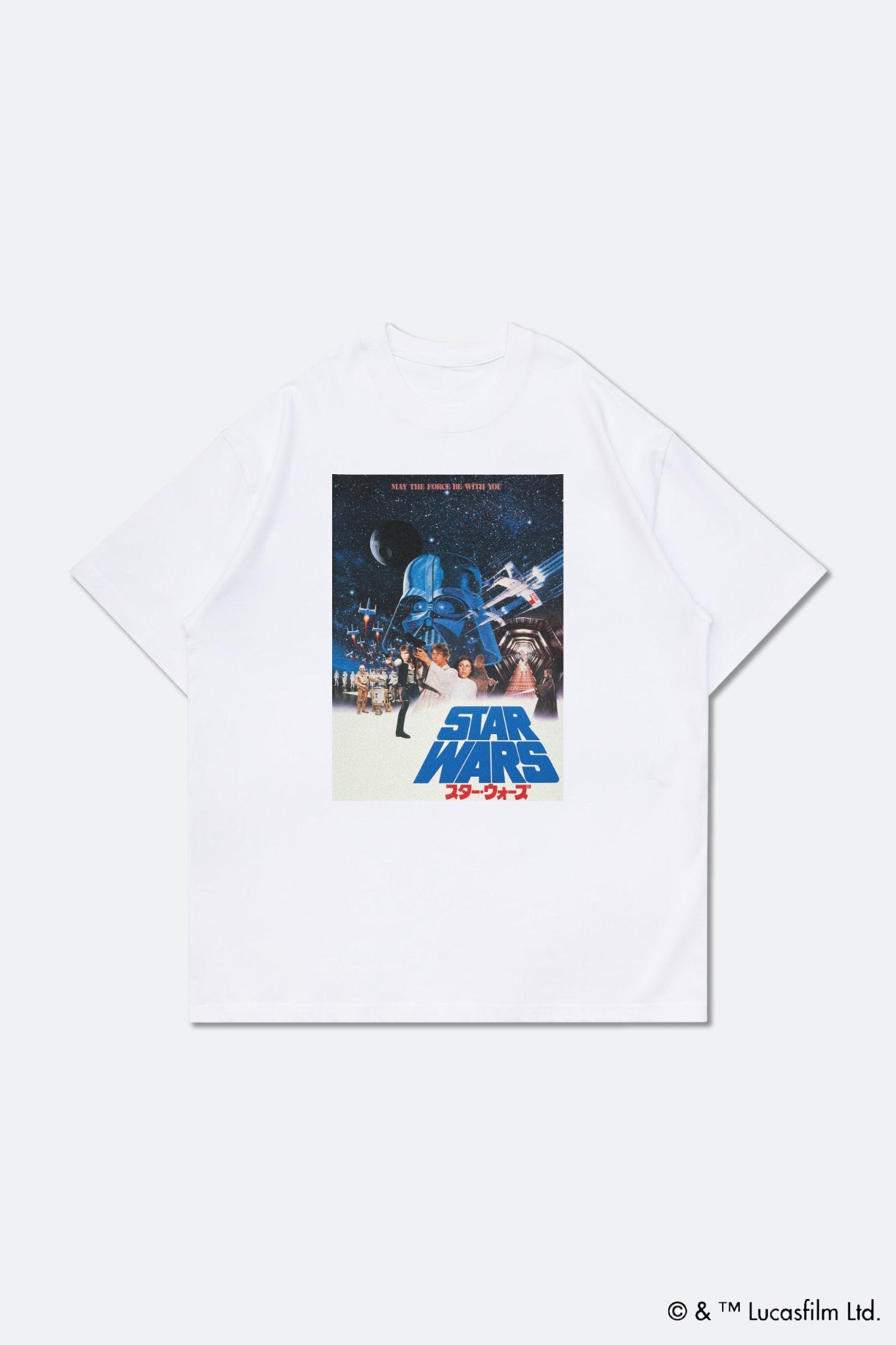GROCERY STAR WARS A NEW HOPE 1977 JAPAN MOVIE POSTER TEE/ WHITE