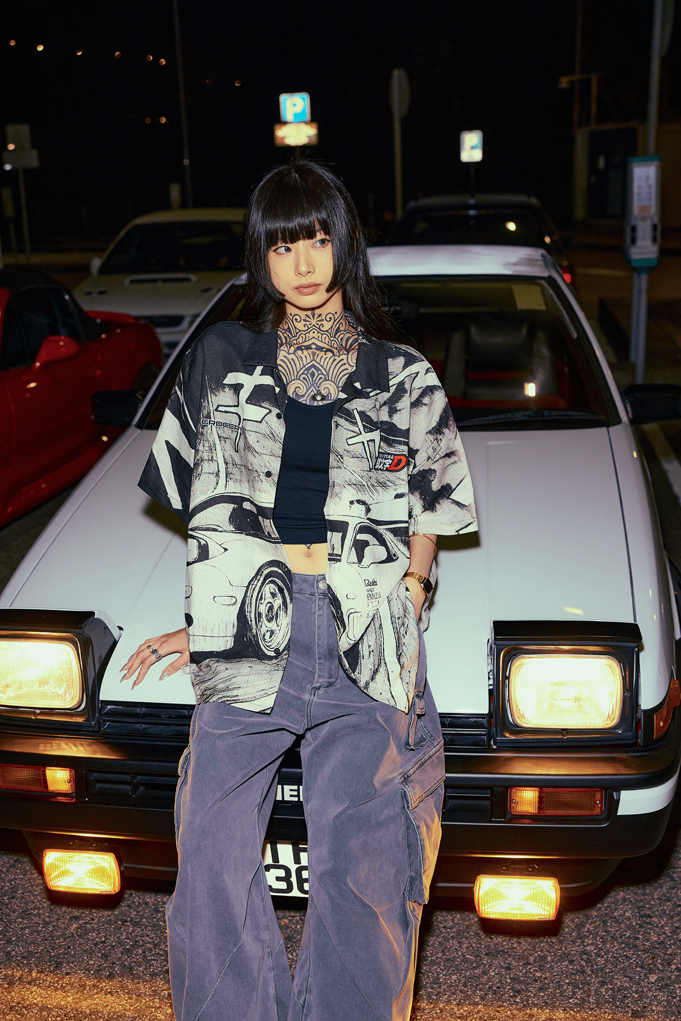 GROCERY | TARMAC | INITIAL D 86 vs FD SHORT SLEEVE SHIRT/ BLACK - GROGROCERY
