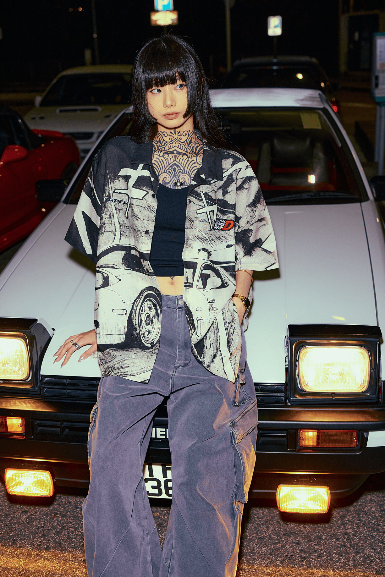 GROCERY | TARMAC | INITIAL D 86 vs FD SHORT SLEEVE SHIRT/ BLACK - GROGROCERY