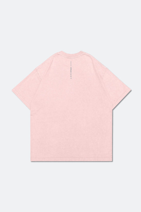 GROCERY TEE-058 SNOW WASHED SMALL LOGO TEE/ ROSE QUARTZ - GROGROCERY