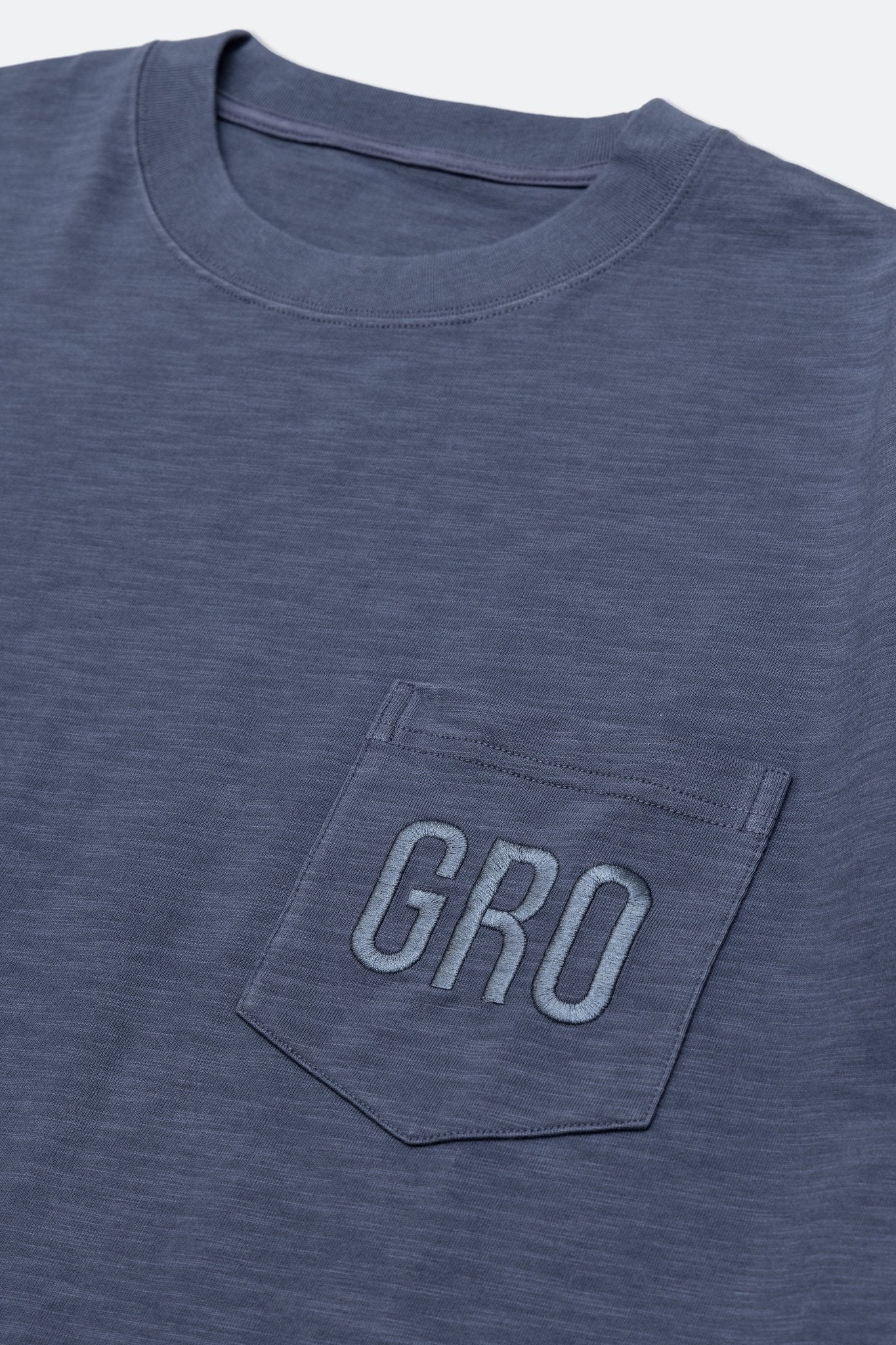 GROCERY TEE - 078 EMBROIDERY LOGO POCKET TEE/ DUSTY BLUE - GROGROCERY