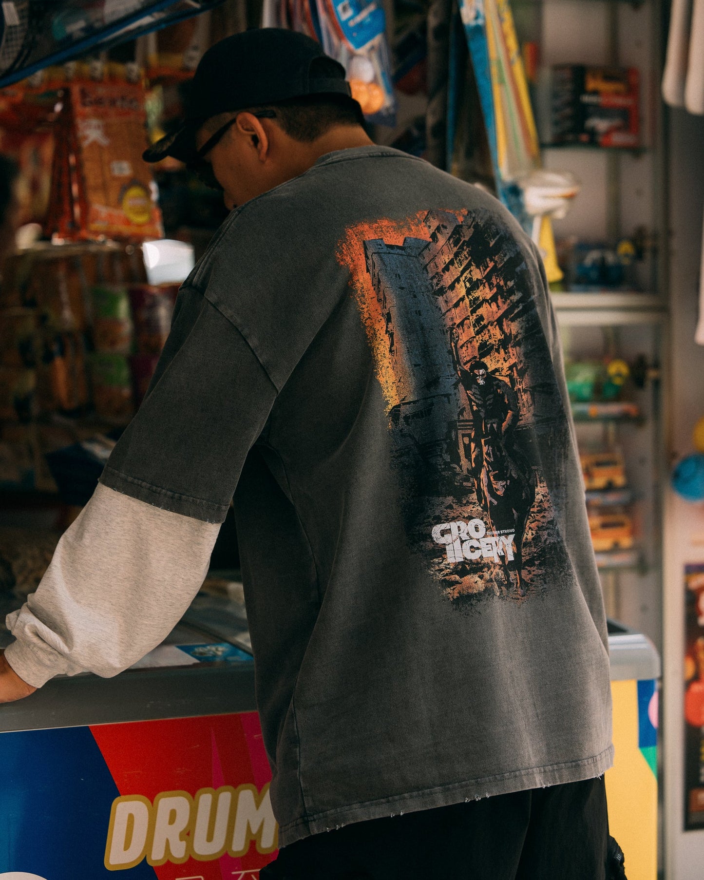 GROCERY TEE - 082 TOGETHER STRONG WASHED GRAPHIC TEE/ CHARCOAL - GROGROCERY