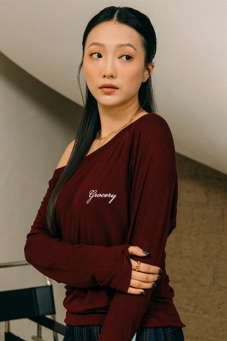 GROCERY TWO - WAY LONG TOP/ BURGUNDY - GROGROCERY