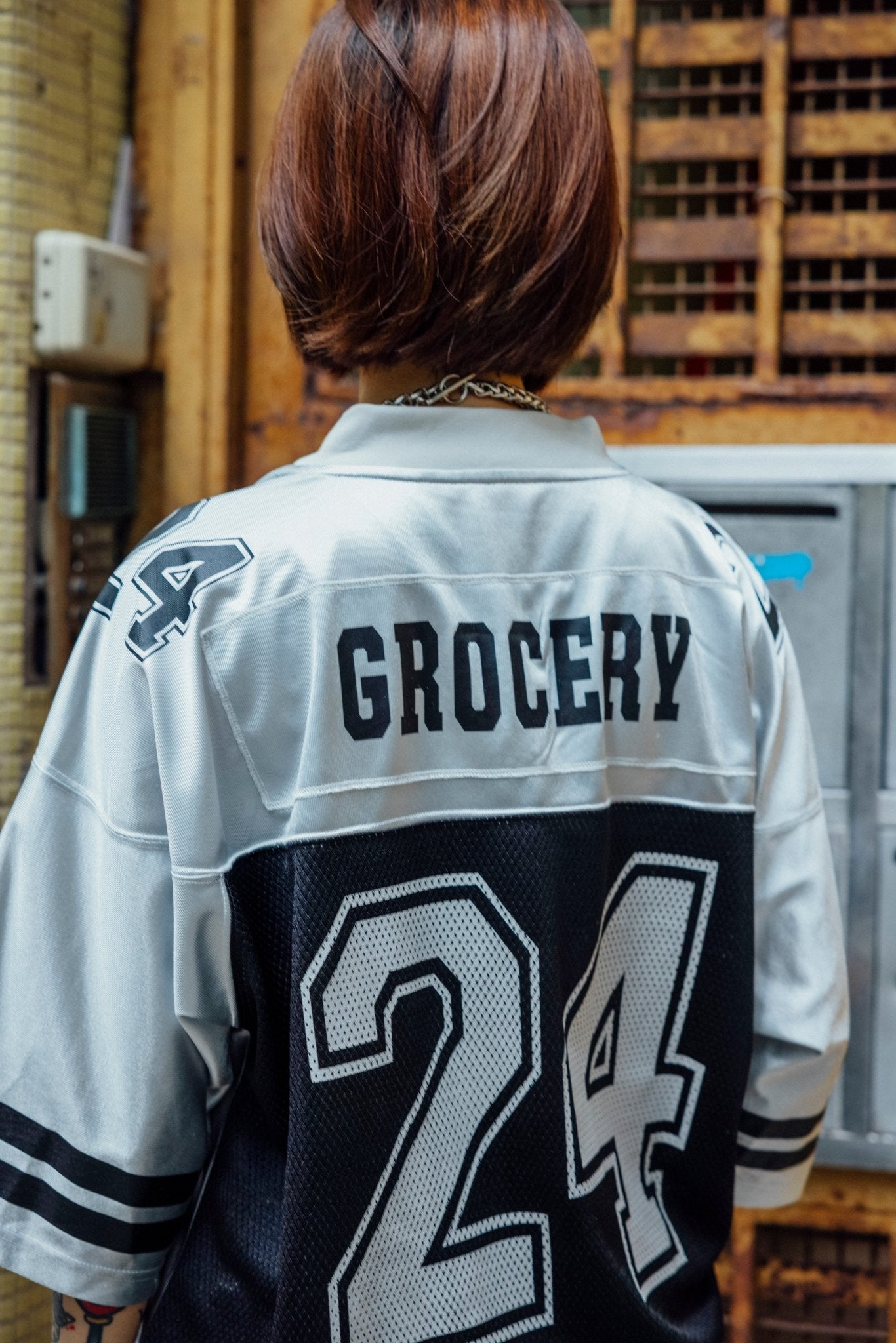 GROCERY VINTAGE AMERICAN FOOTBALL JERSEY/ BLACK - GROGROCERY