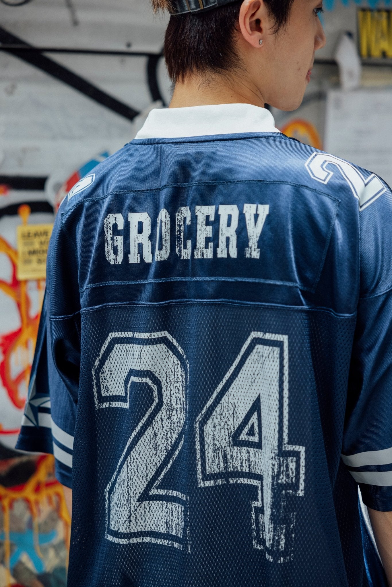 GROCERY VINTAGE AMERICAN FOOTBALL JERSEY/ NAVY - GROGROCERY
