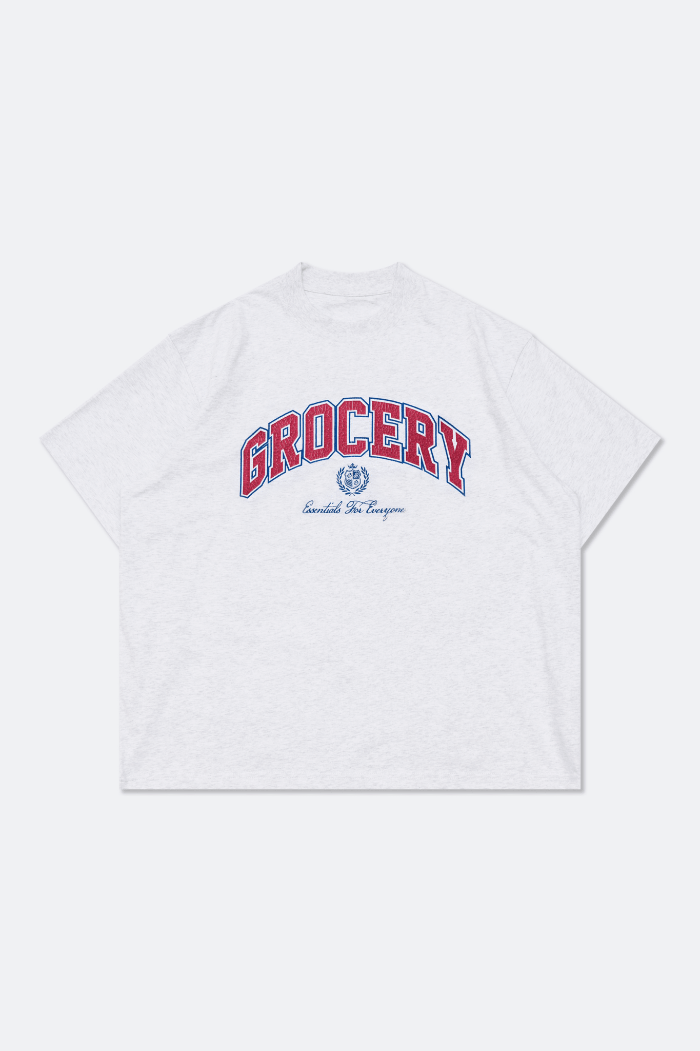 GROCERY VINTAGE COLLEGE LOGO BOXY TEE/ HEATHER GREY – GROGROCERY