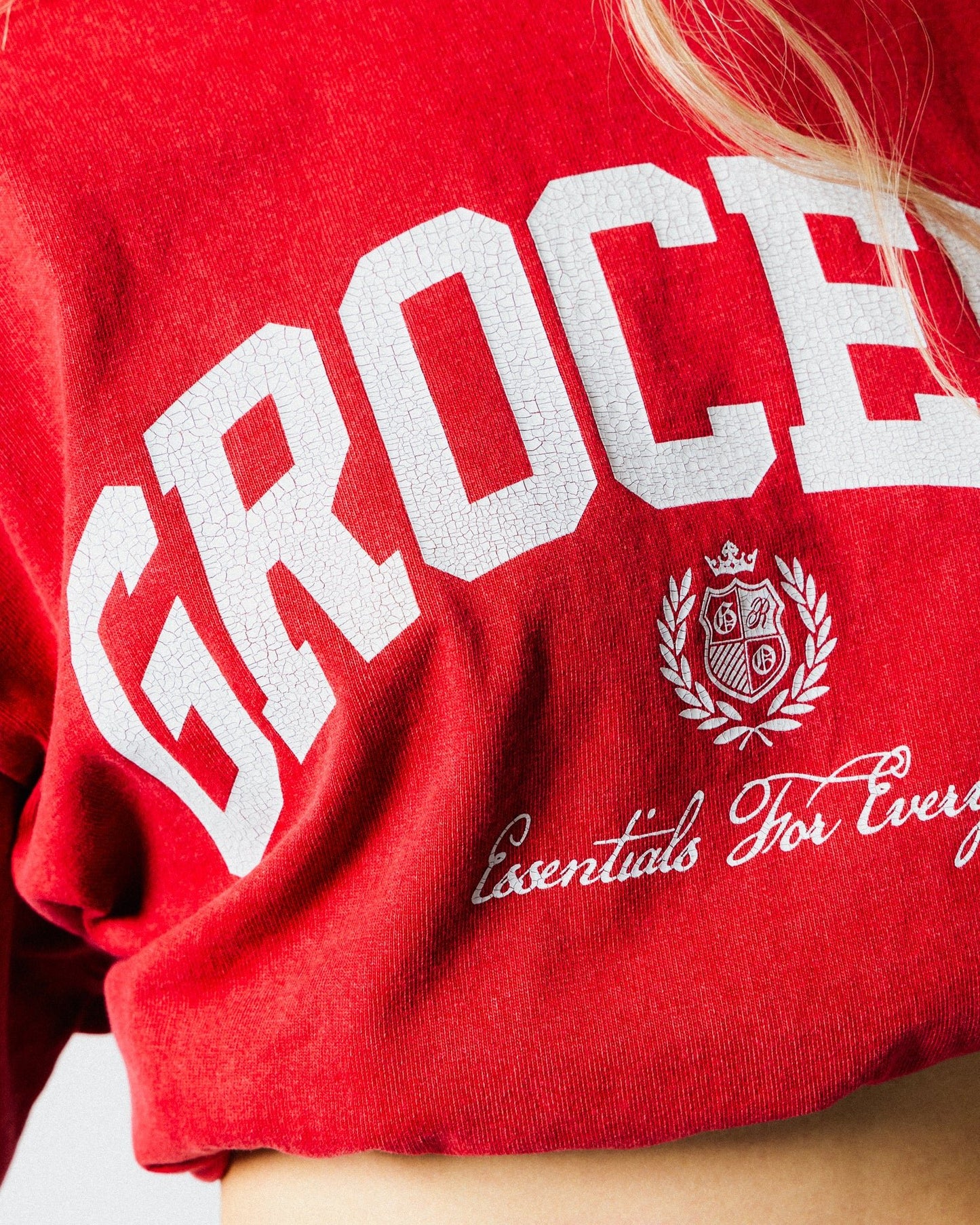 GROCERY VINTAGE COLLEGE LOGO WASHED BOXY TEE/ RED - GROGROCERY