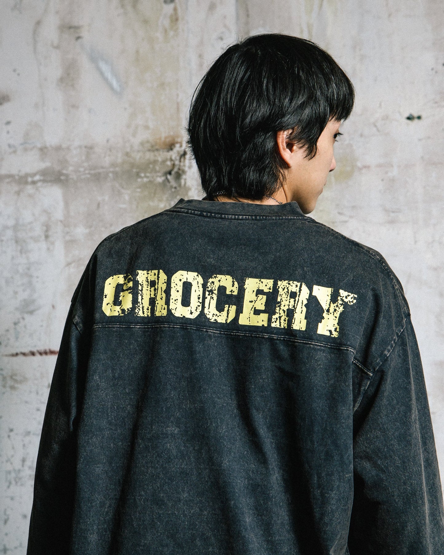 GROCERY WASHED 24 MID SLEEVE TEE/ WASHED BLACK - GROGROCERY